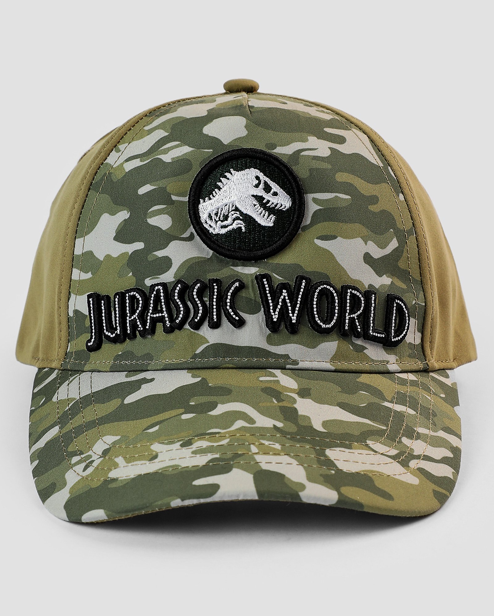 Boné infantil aba curva Jurassic World camuflagem verde | Universal