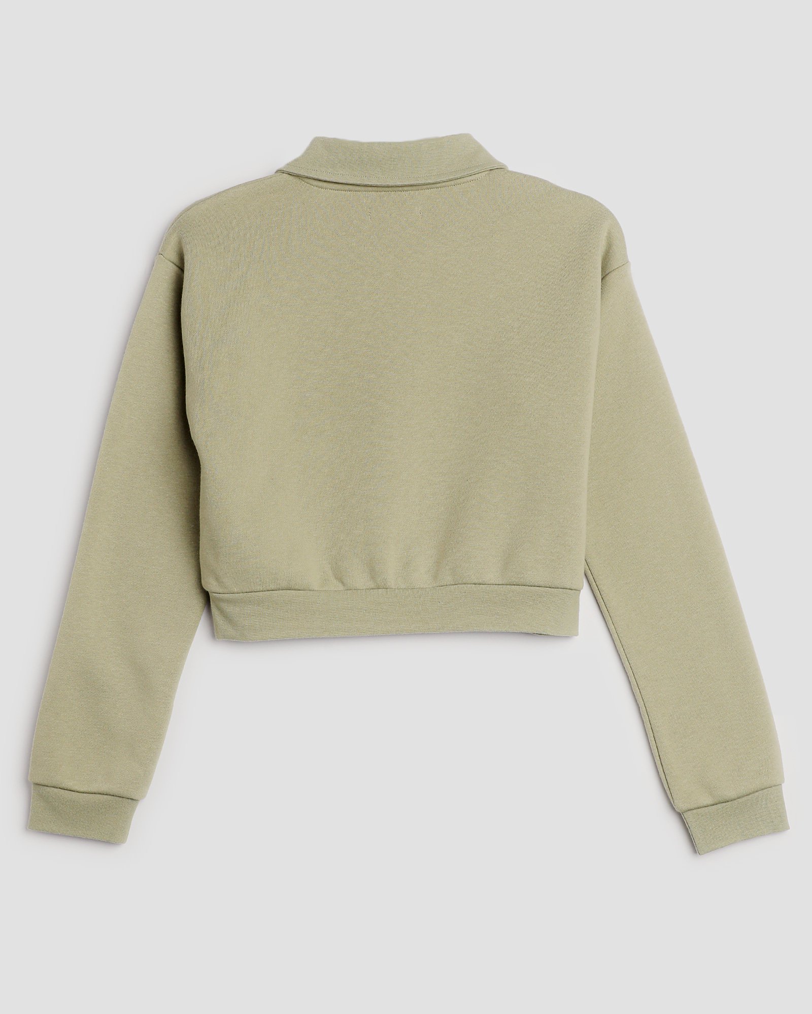 Blusa de moletom cropped juvenil com gola verde | Pool