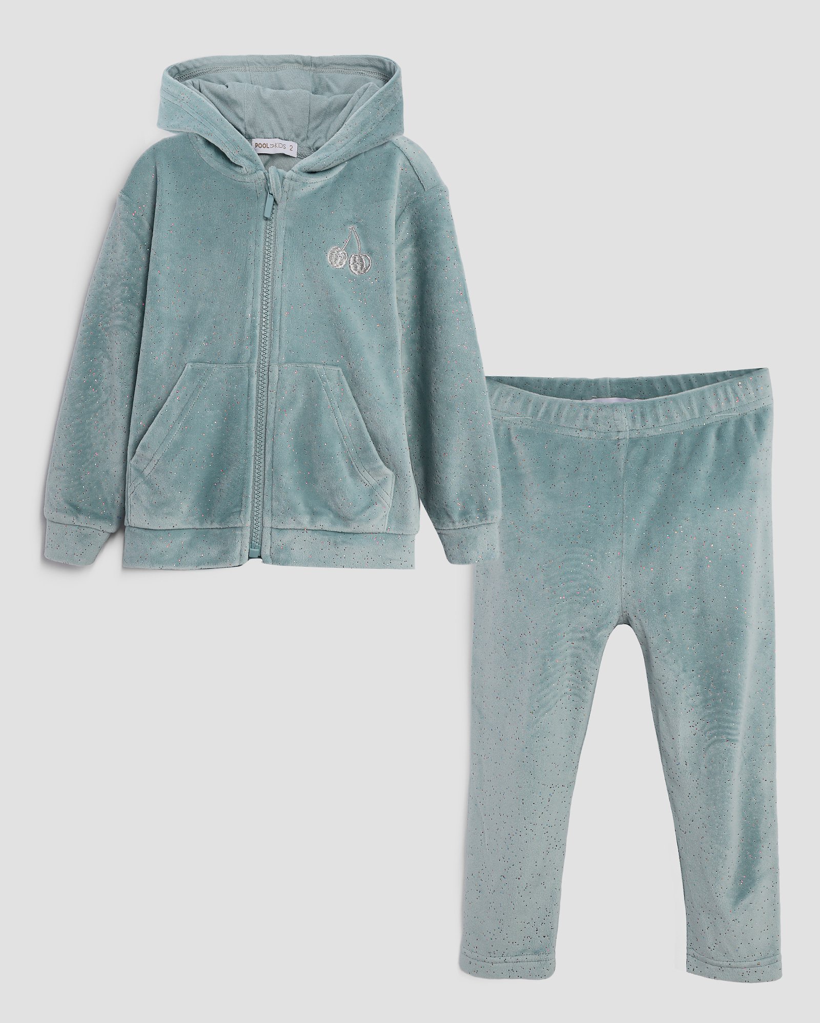 Conjunto longo infantil 2 peças veludo brilhoso bordado 1-4A azul | Pool Kids
