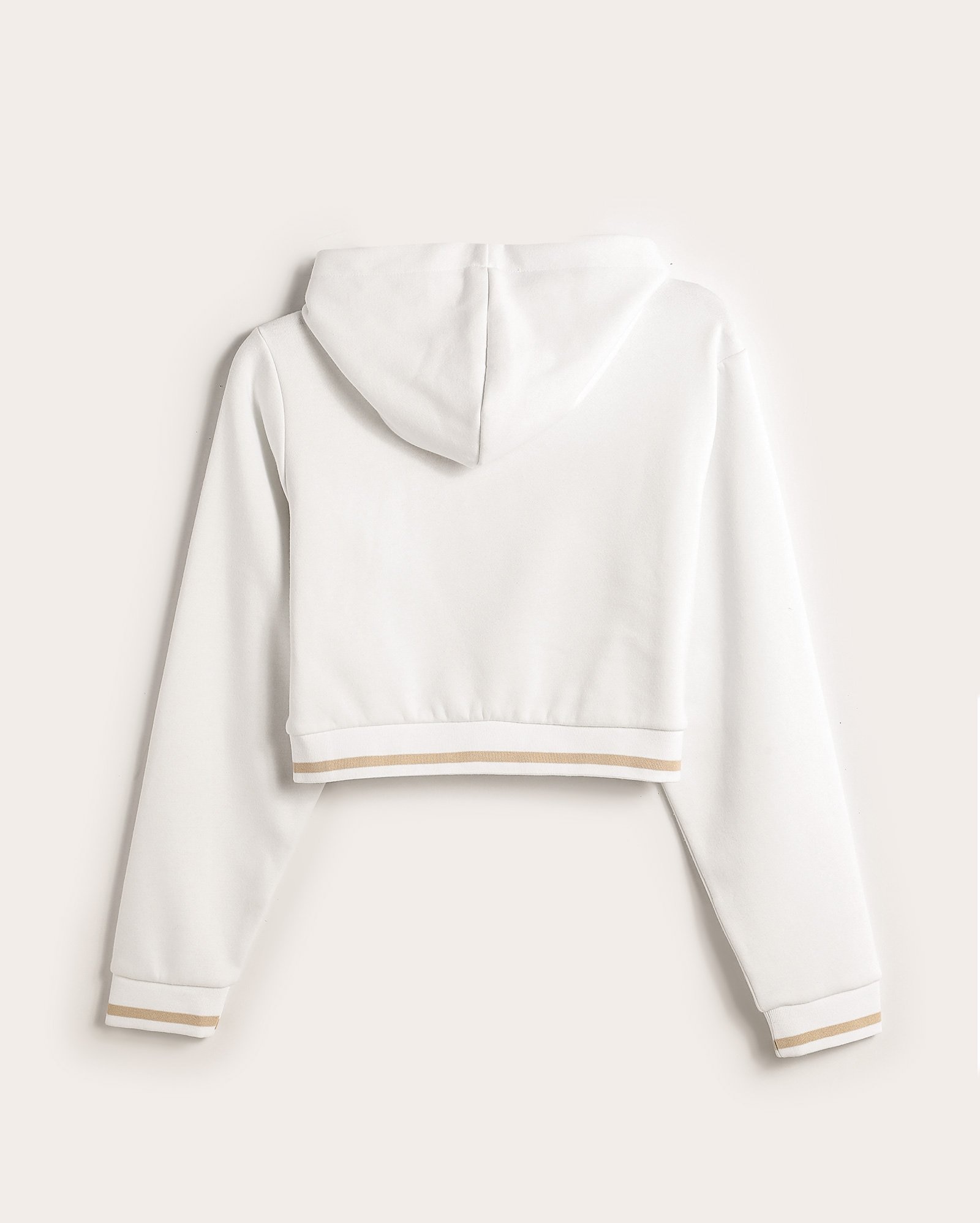 Blusa de moletom cropped juvenil Miami com felpa e capuz branca | Pool