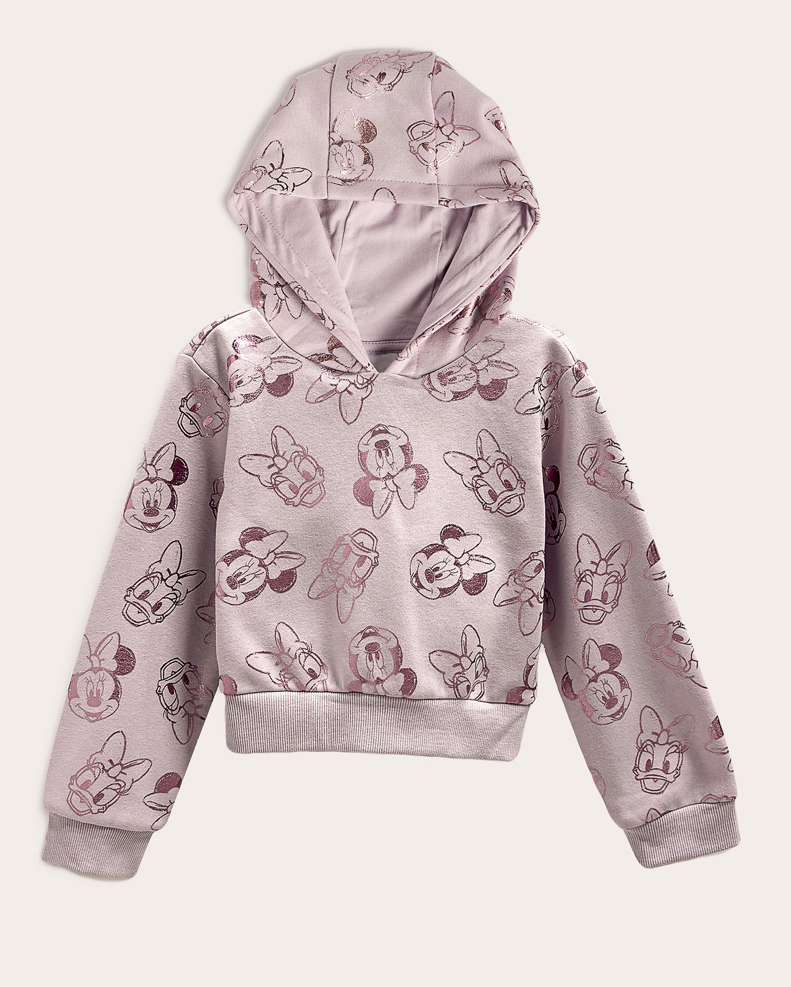 Blusa de moletom infantil com capuz Minnie e Margarida 4-10A lilás | Disney