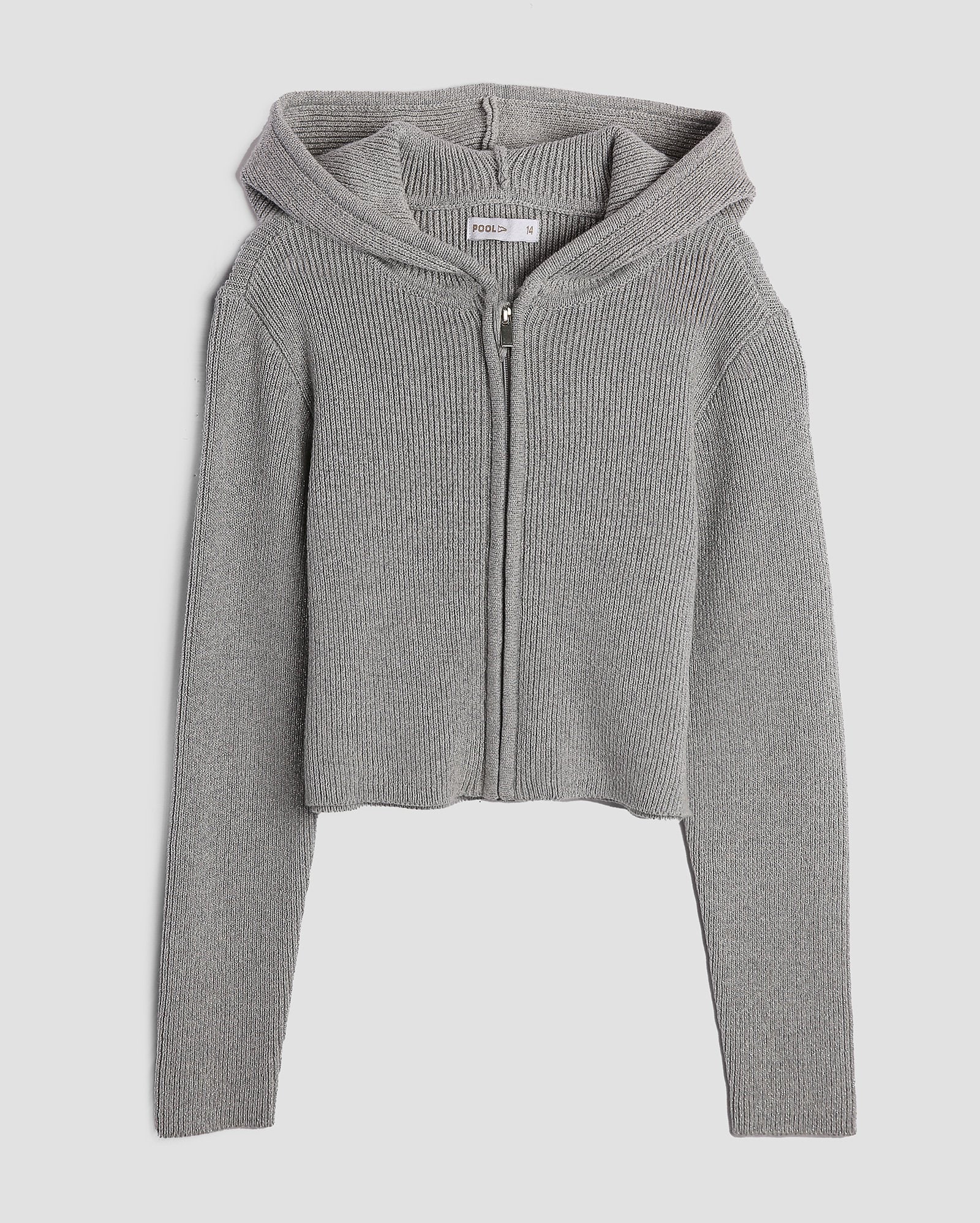 Cardigan juvenil com fios metalizados e capuz - Cinza Mescla | Pool