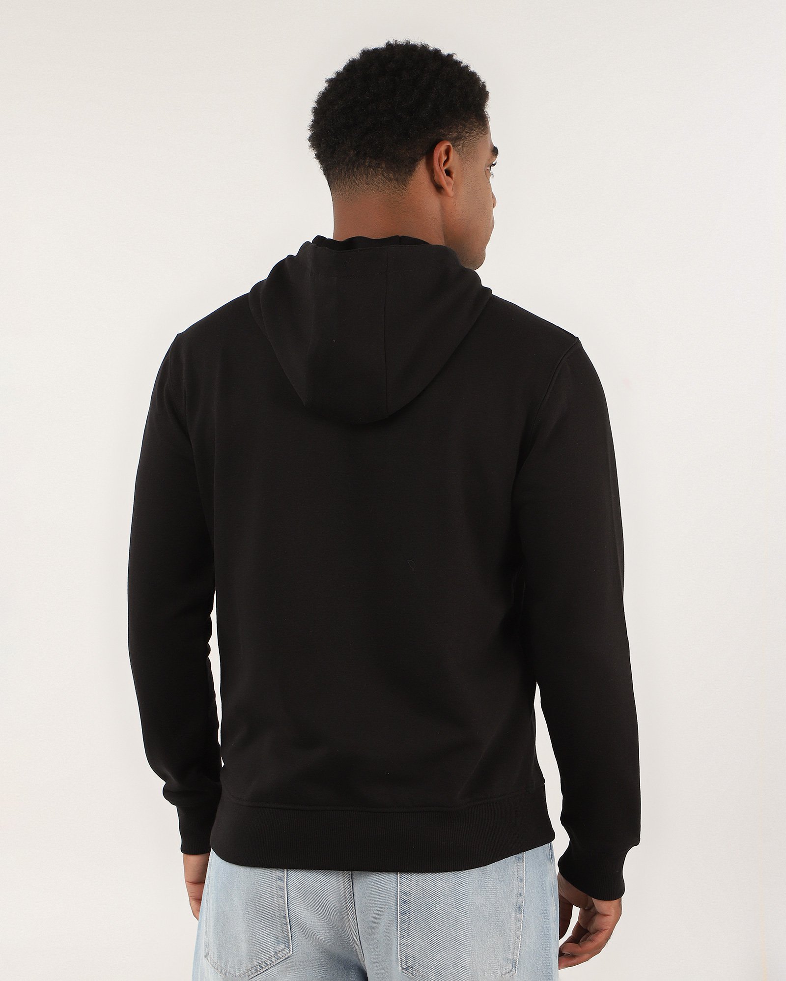 Blusa de moletom masculina canguru com capuz e felpa preta | Pool Basics