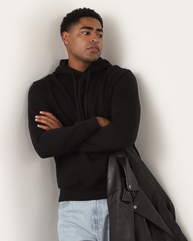 Riachuelo Blusa de moletom masculina canguru com capuz e felpa