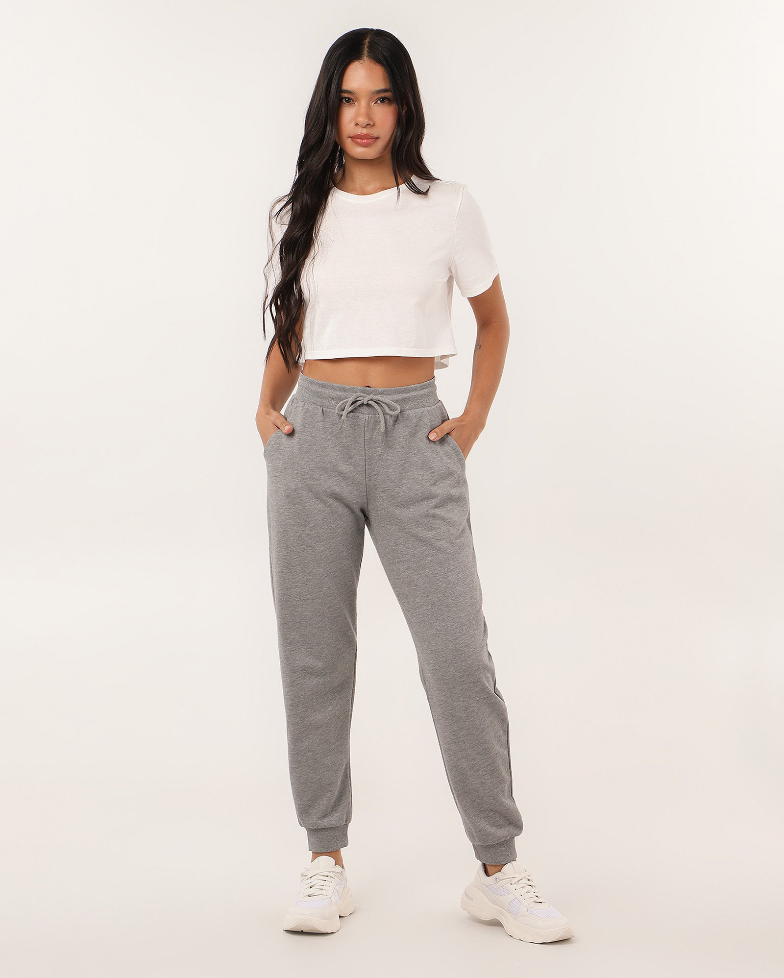 Calça de moletom feminina Lucyla jogger - Cinza Mescla | Pool Basics