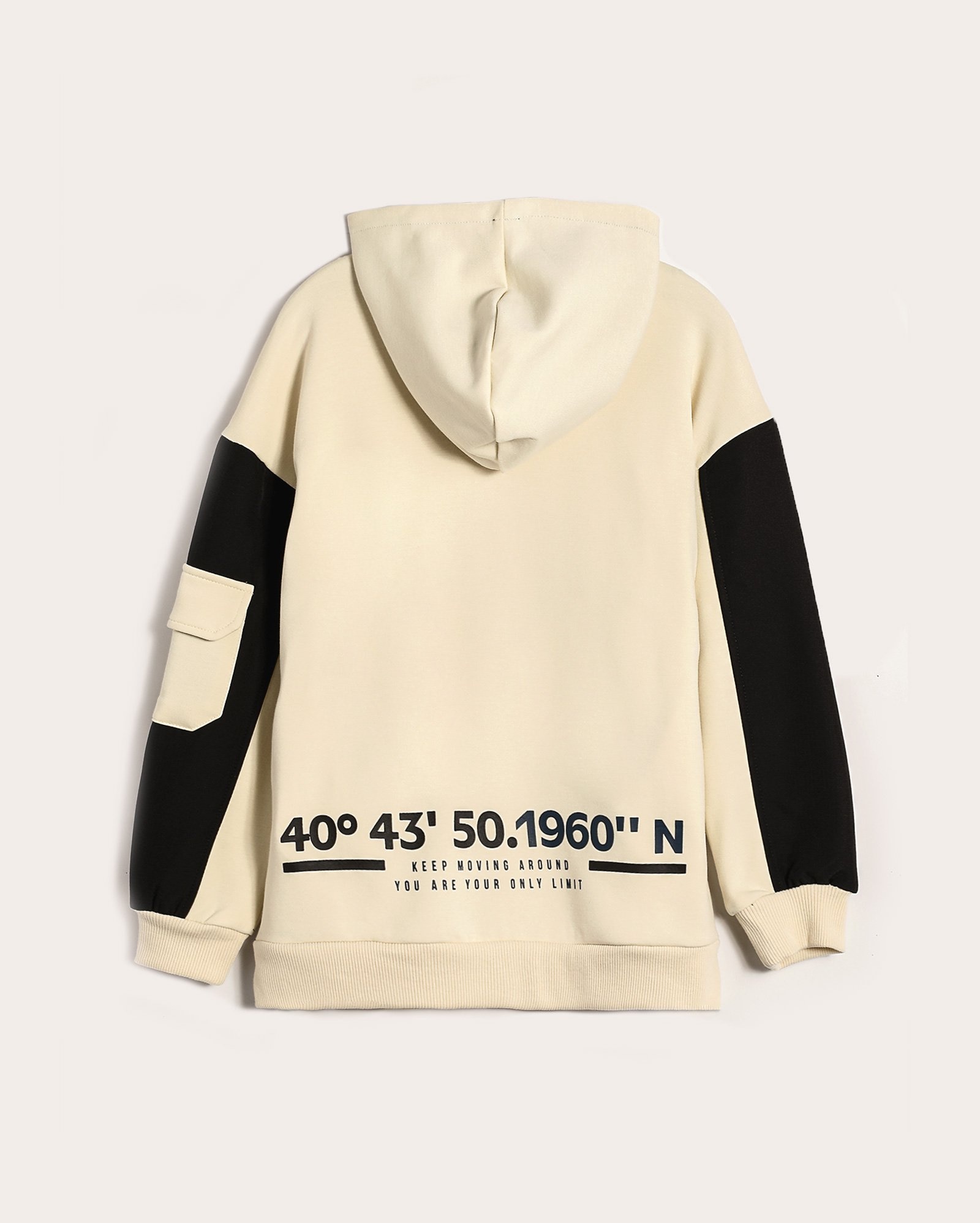 Blusa de moletom infantil com recorte e capuz 4-10A bege | Pool Kids