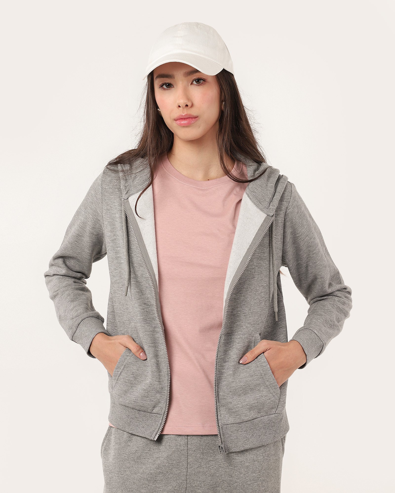 Blusa de moletom feminina Tarsi com felpa e capuz cinza | Pool Basics
