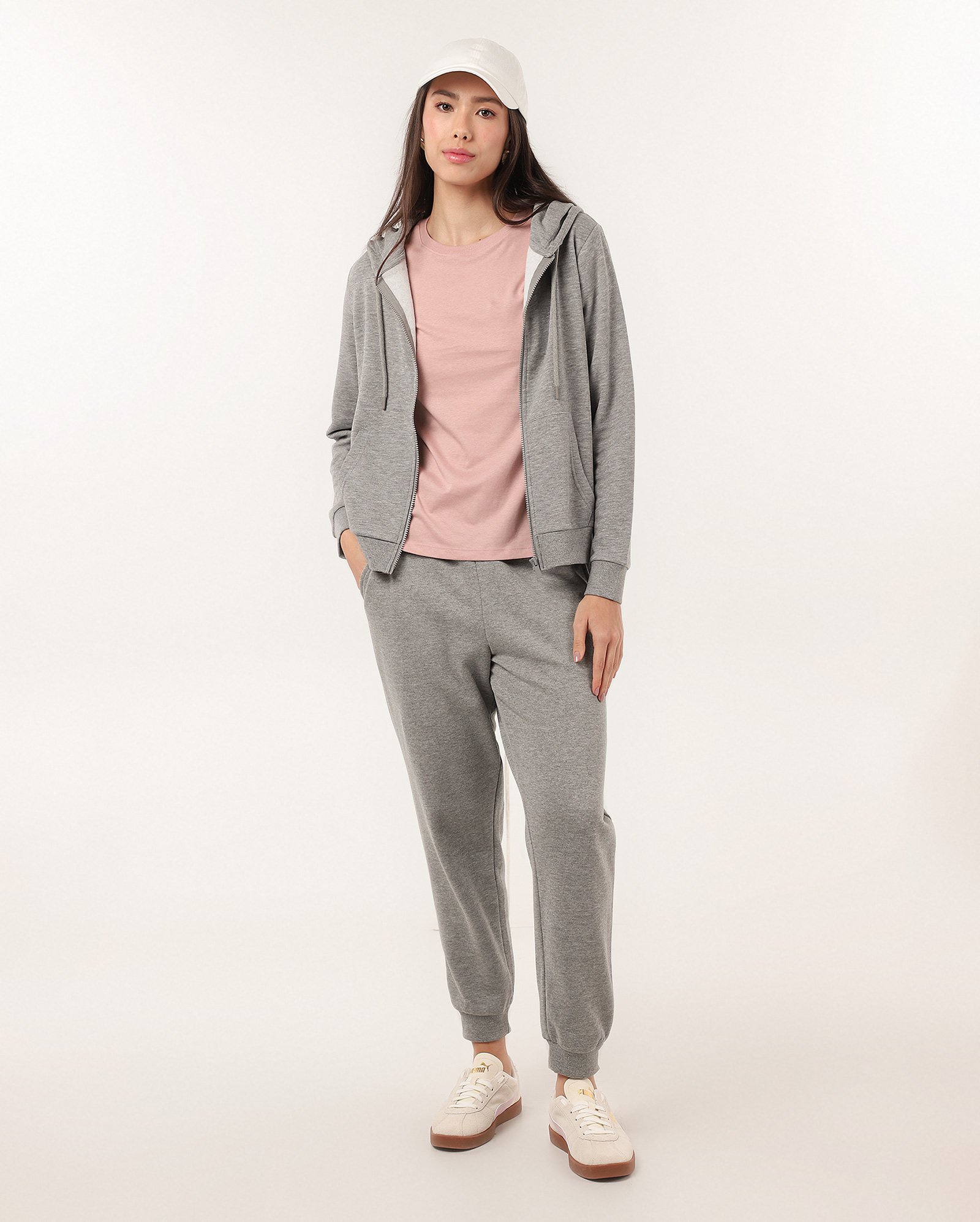 Blusa de moletom feminina Tarsi com felpa e capuz cinza | Pool Basics
