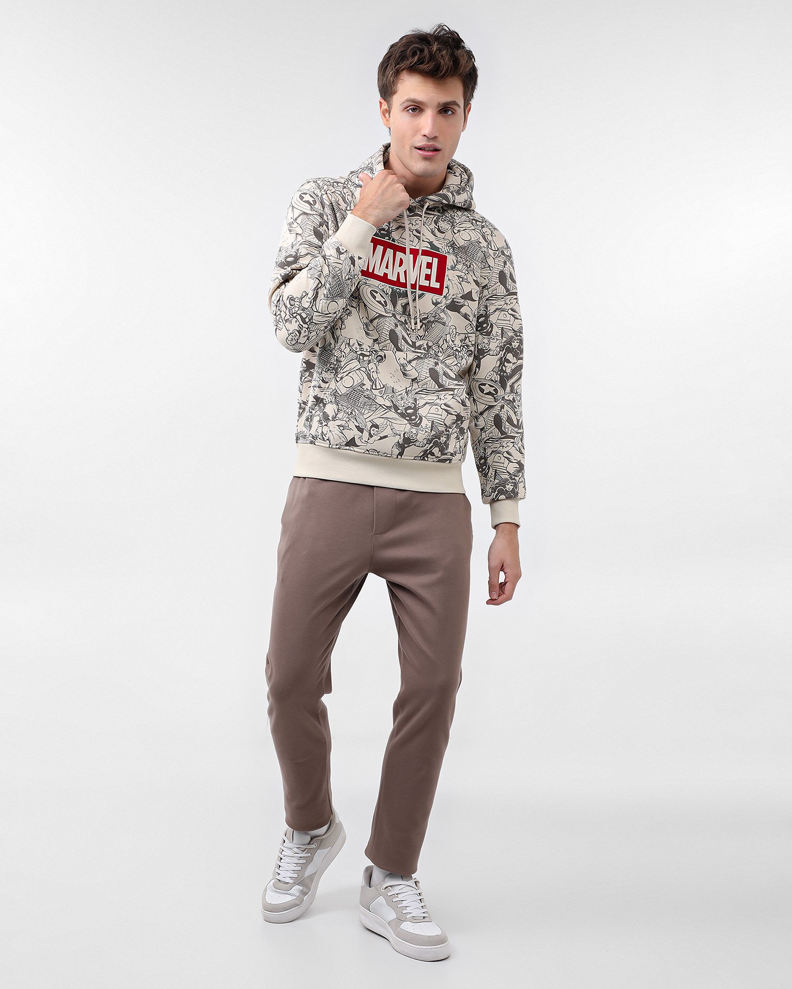 Blusa de moletom masculina heróis retrô bege | Marvel — foto 3