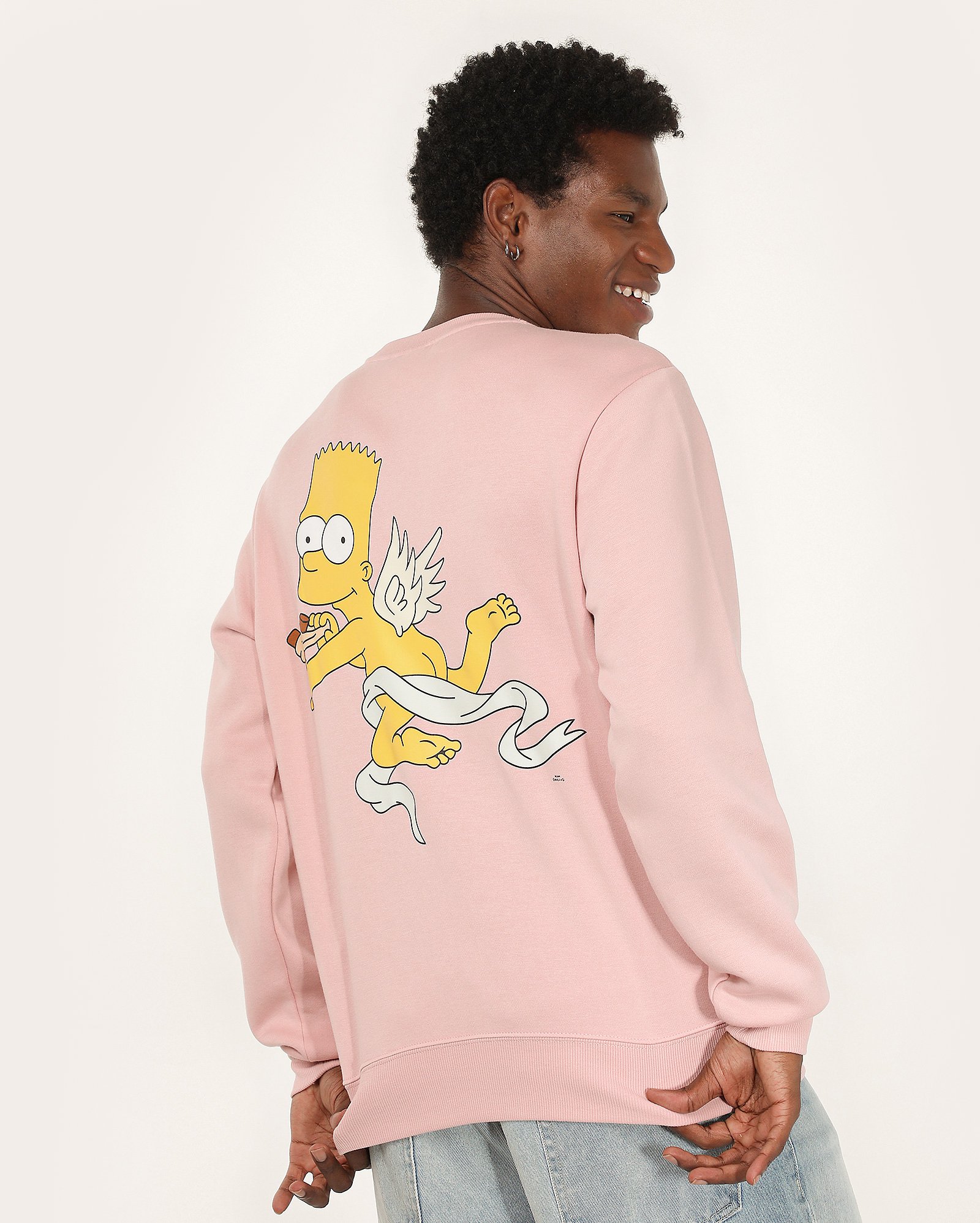 Blusa de moletom com felpa gola careca Bart cupido rosa | Fox The Simpsons