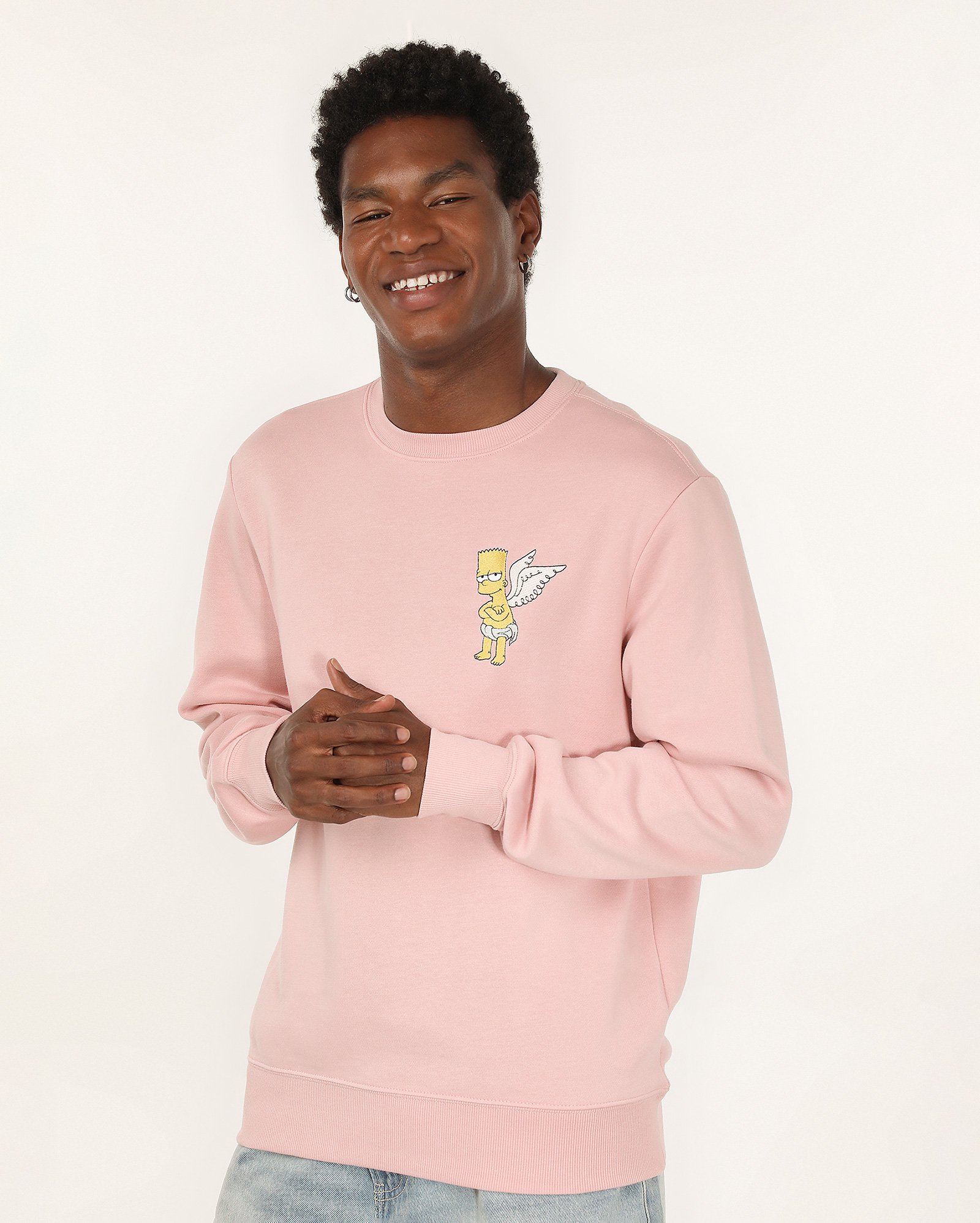 Blusa de moletom com felpa gola careca Bart cupido rosa | Fox The Simpsons