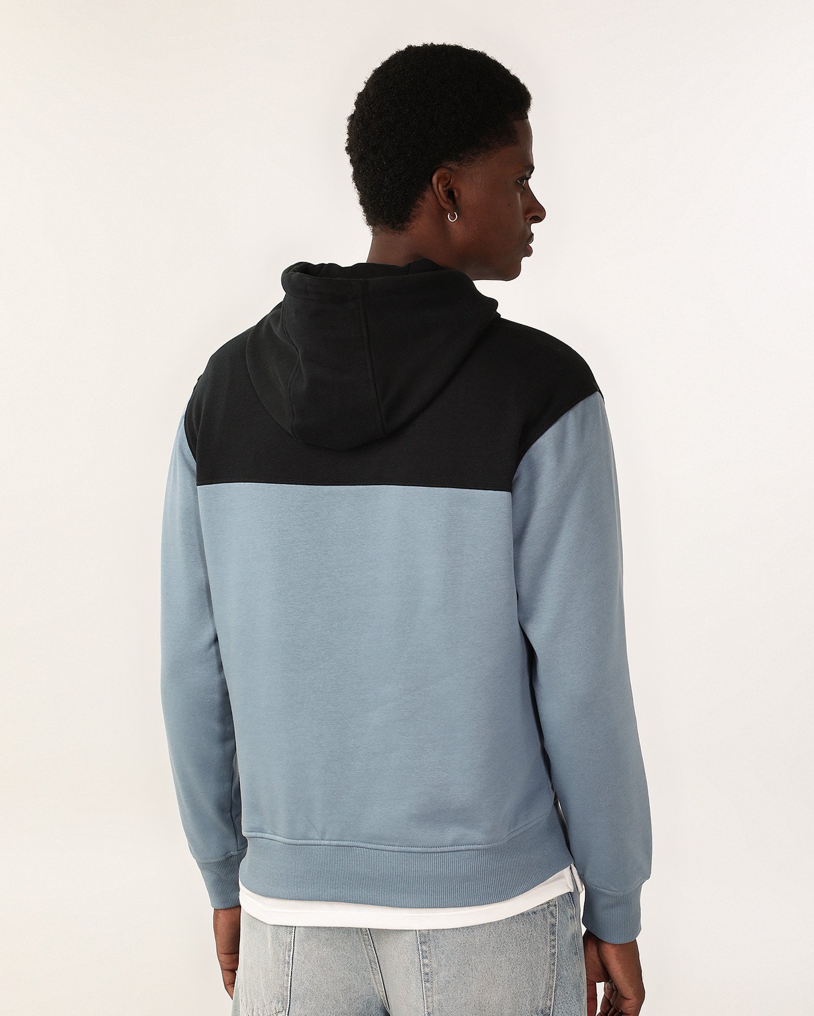 Blusa de moletom masculina com capuz e felpa pespontada - Azul Escuro | Pool