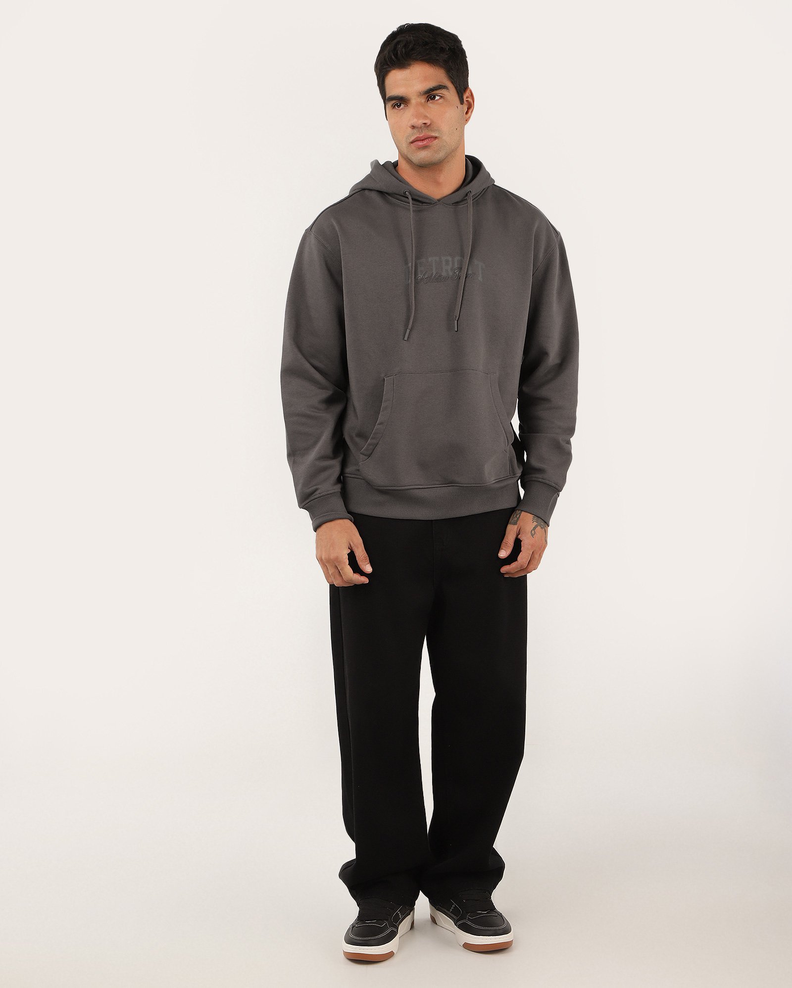 Blusa de moletom masculina canguru com felpa NYC - Cinza | Pool