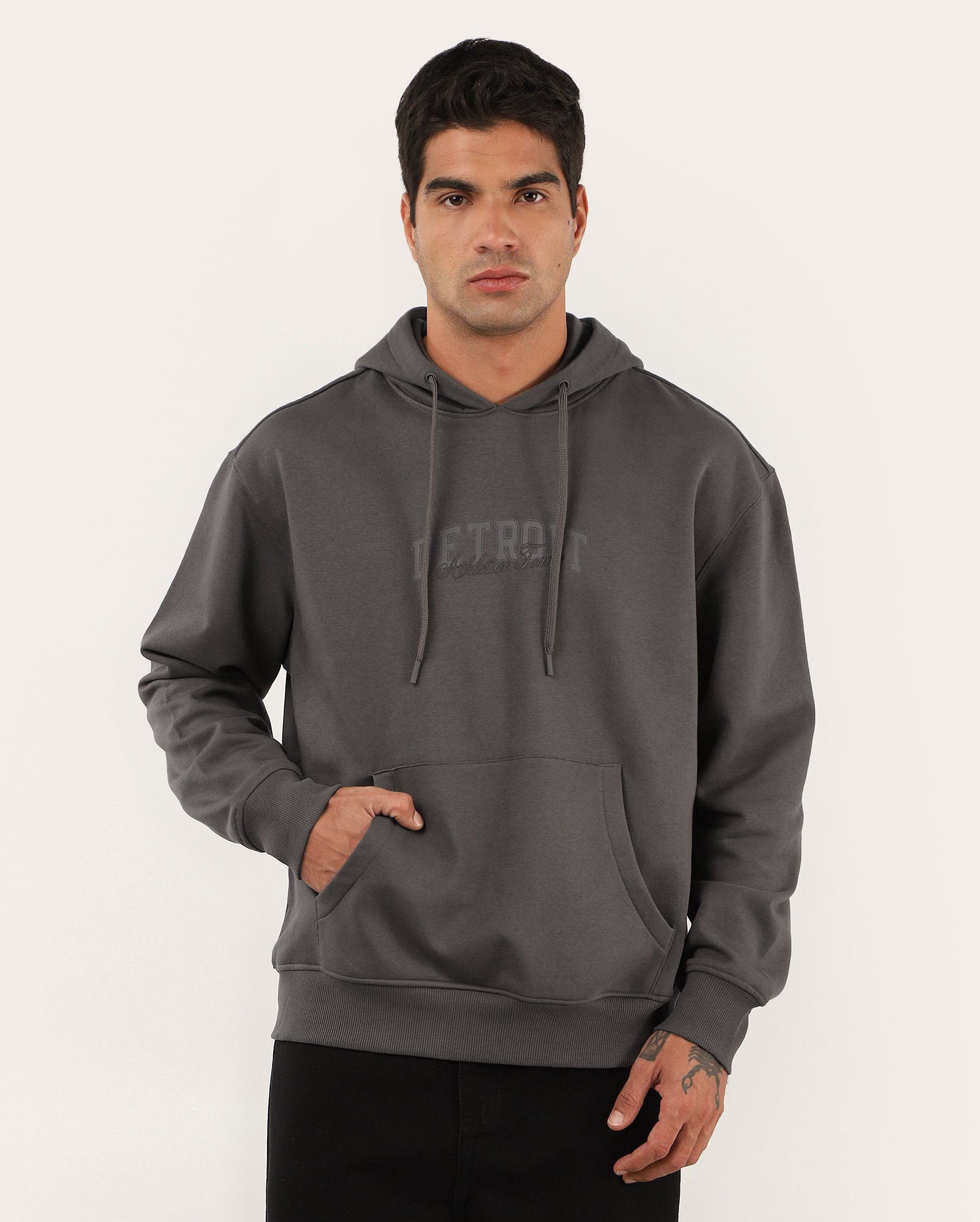 Blusa de moletom masculina canguru com felpa NYC - Cinza | Pool