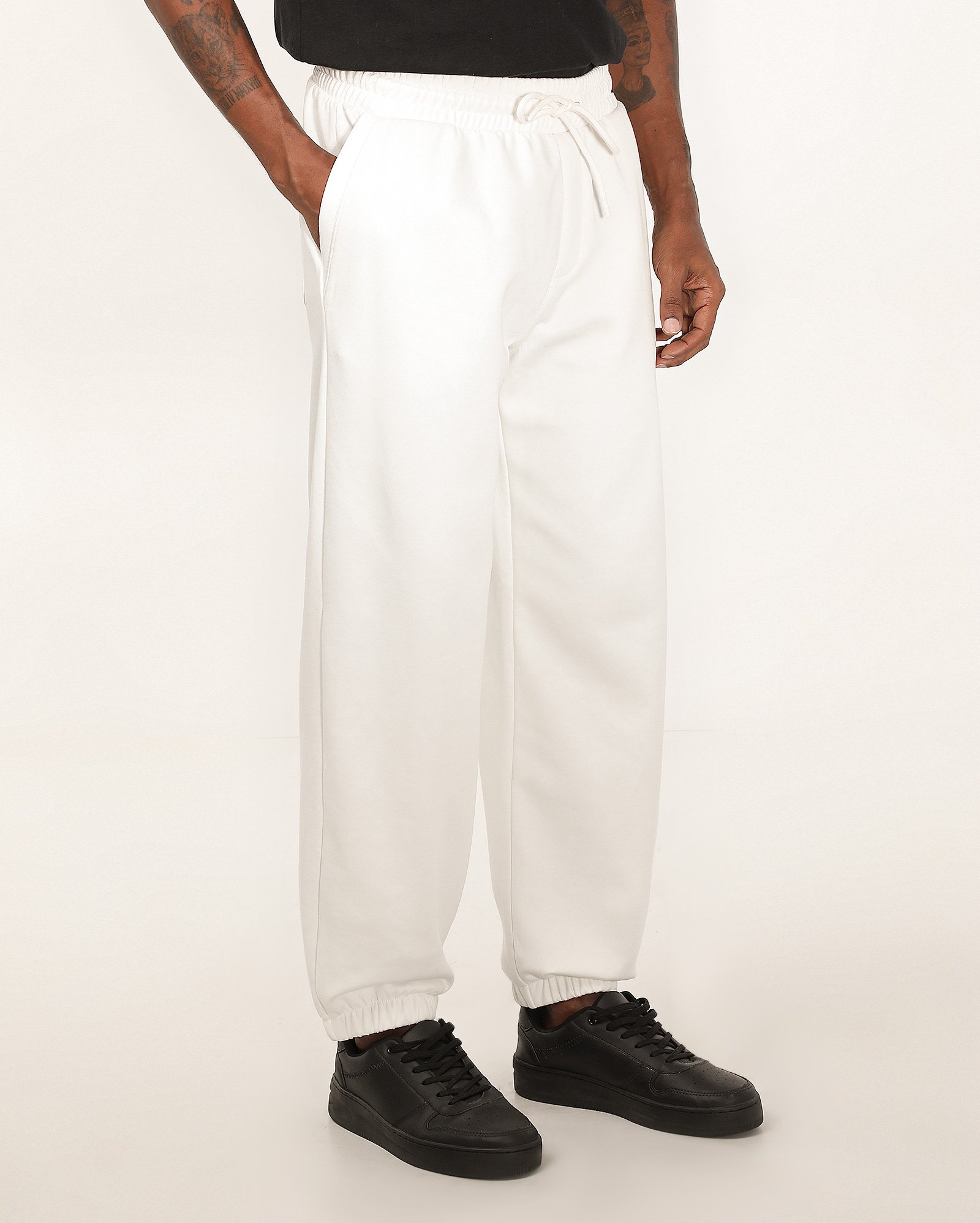 Calça de moletom masculina relaxed jogger com felpa - Branco | Pool