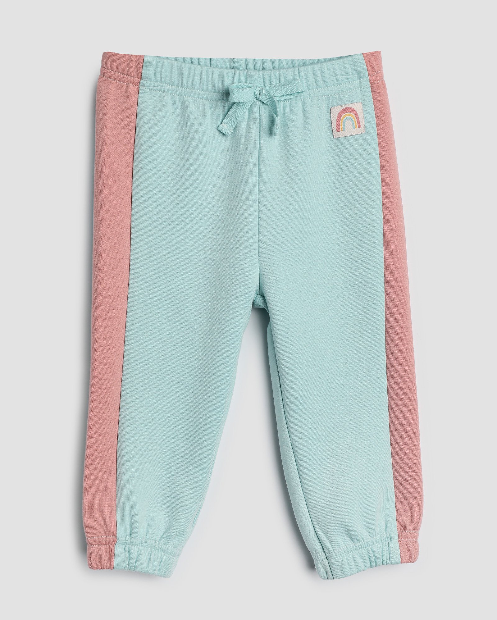 Calça de moletom bebê jogger com faixa lateral azul | Baby Way