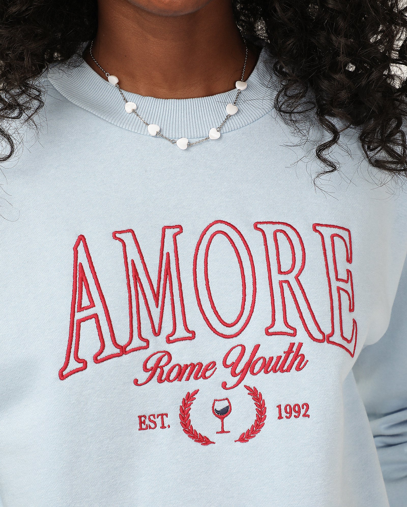 Blusa de moletom feminina com felpa amore Rome youth azul | Pool — foto 4