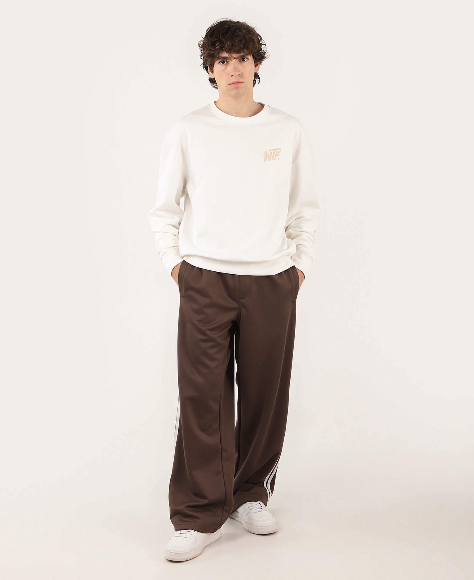 Blusa de moletom masculina gola careca com felpa WTF branca | Pool