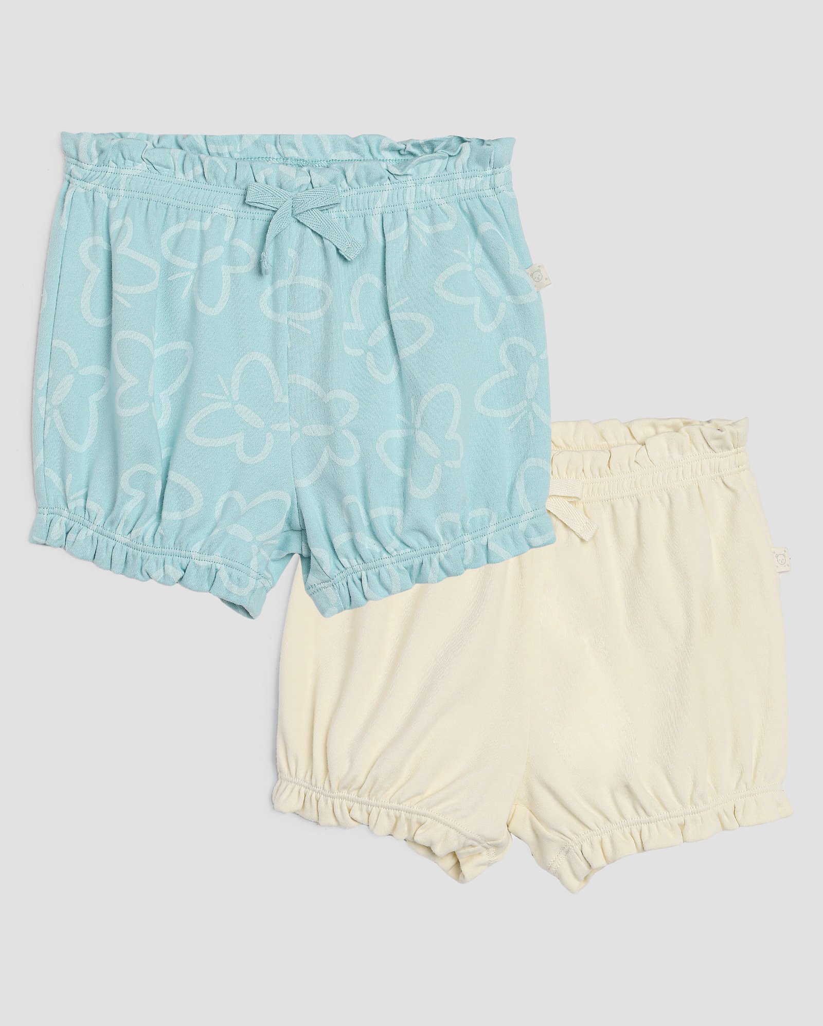 Kit shorts bebê 2 peças com elástico e laço multicor | Baby Way