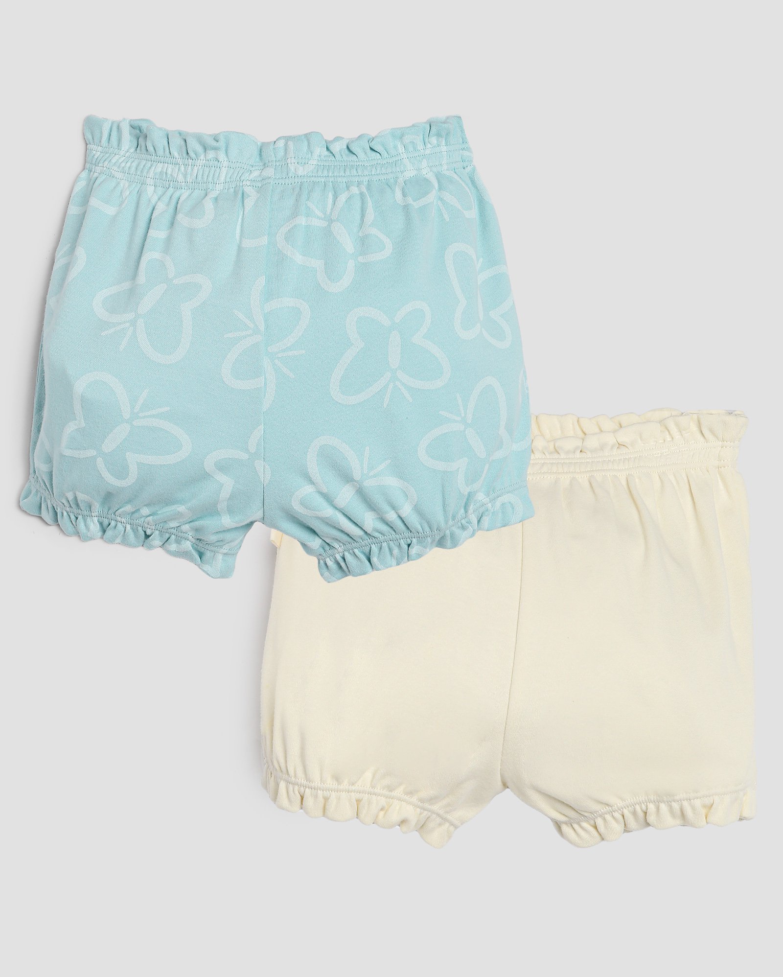 Kit shorts bebê 2 peças com elástico e laço multicor | Baby Way