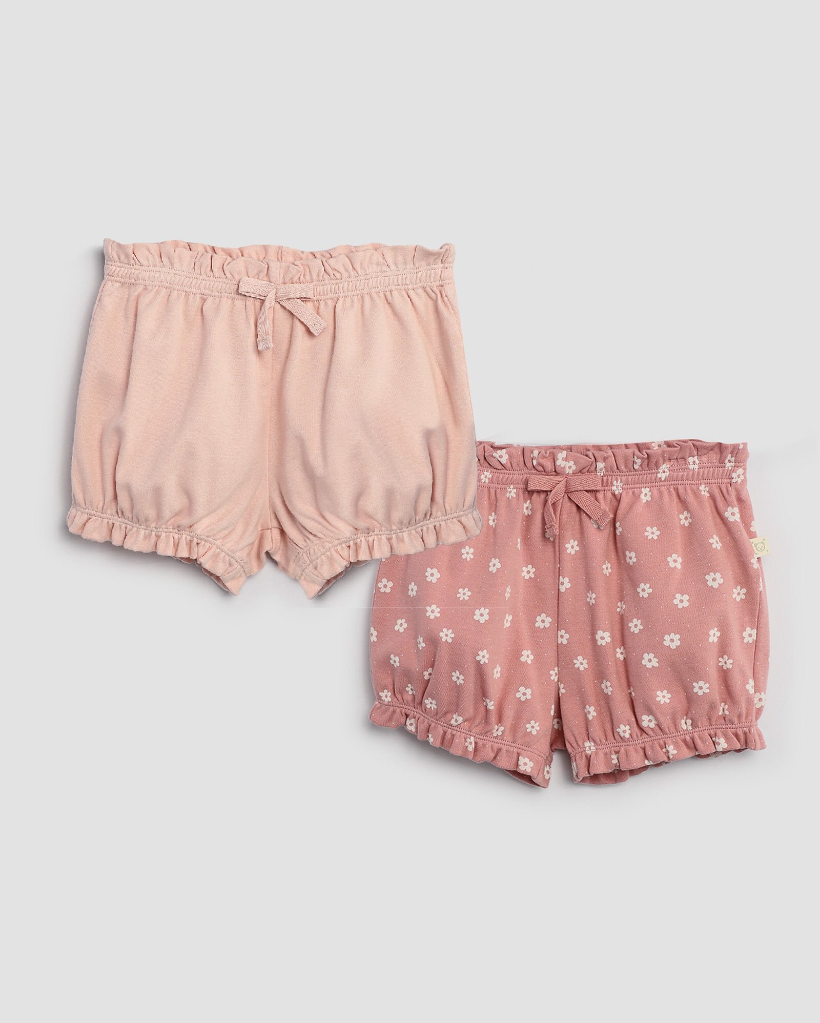 Kit short bebê 2 peças floral com babados multicor | Baby Way