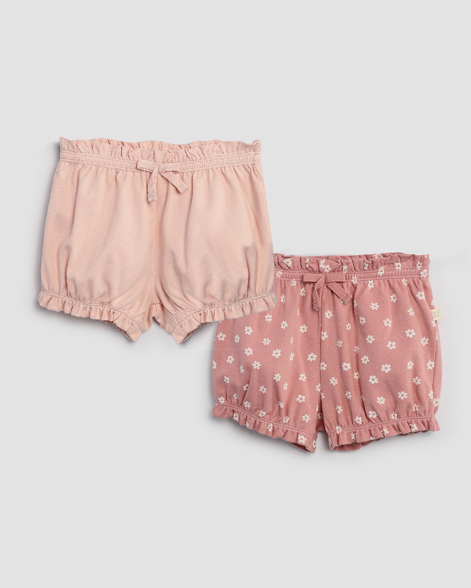 Kit short bebê 2 peças floral com babados multicor | Baby Way