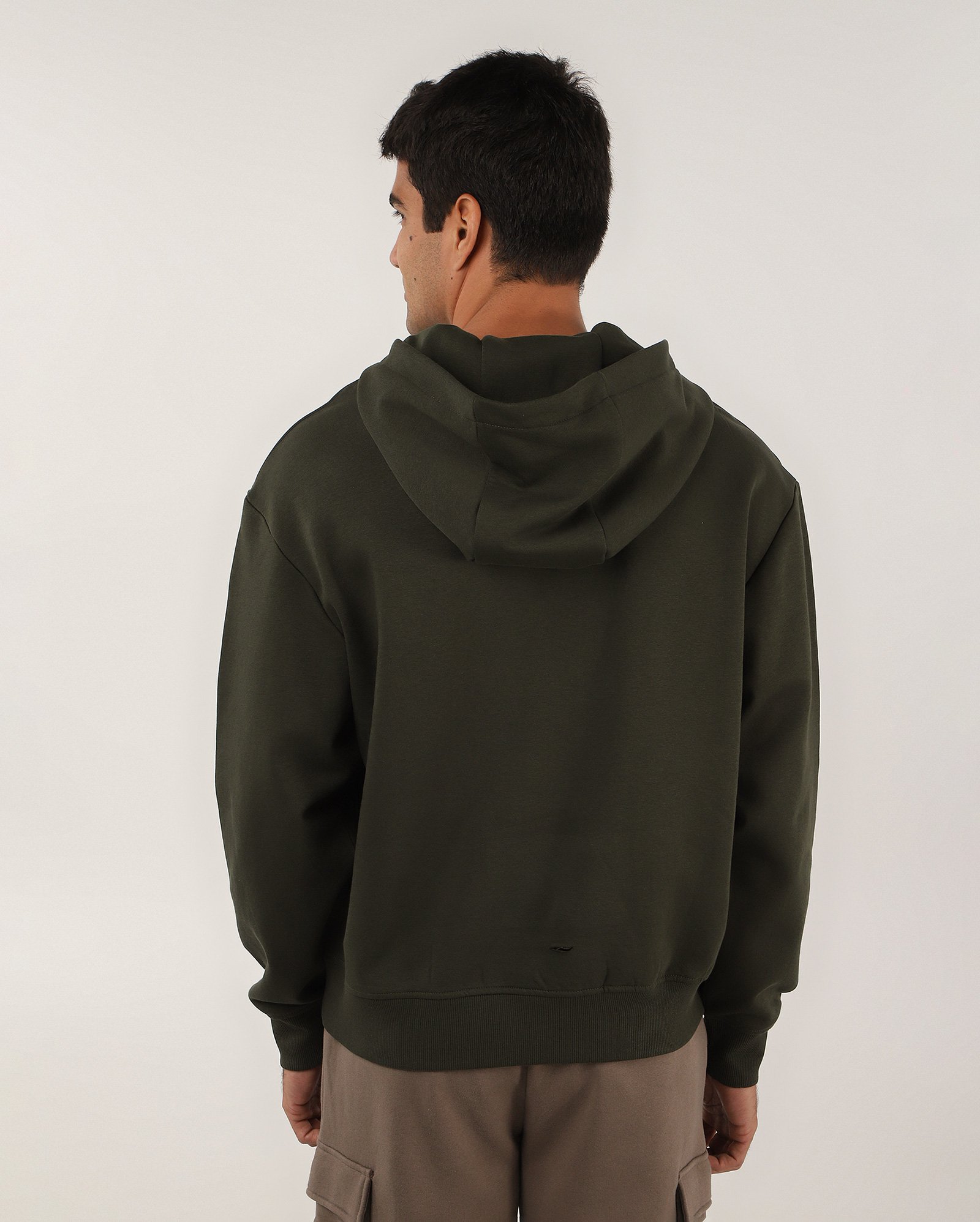 Blusa de moletom masculina fechada com zíper e felpa verde | Pool