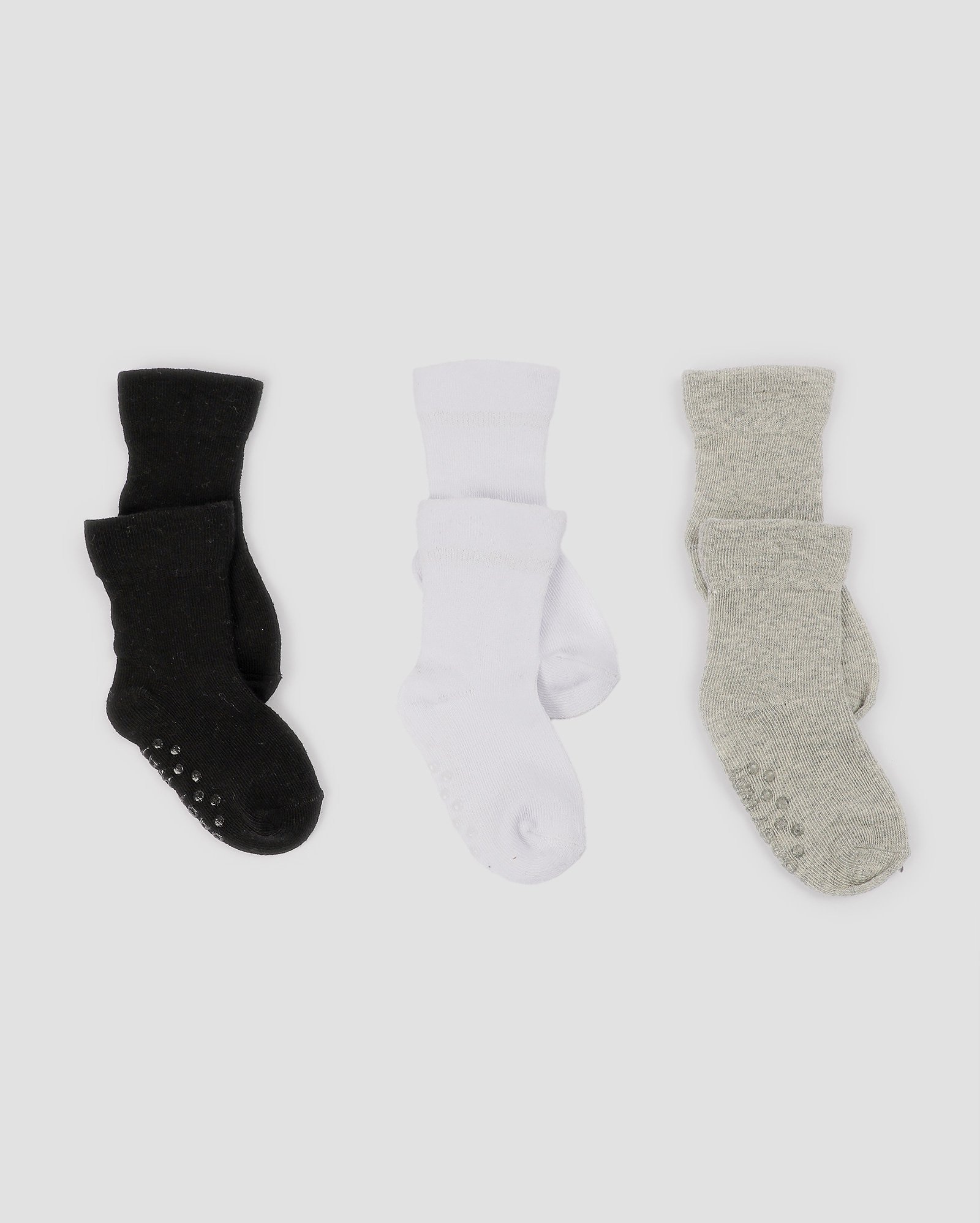 Kit meia bebê 3 pares cano médio antiderrapante multicor | Baby Way