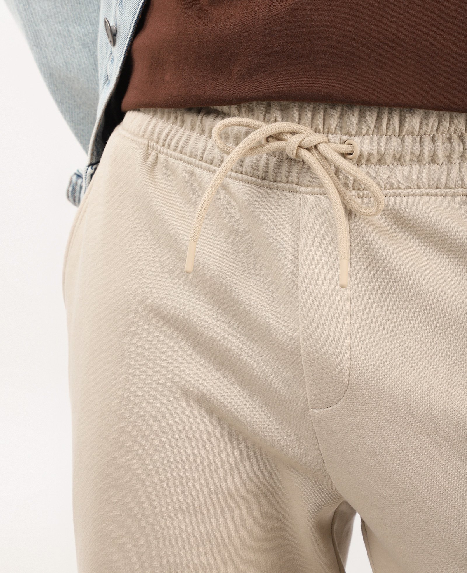 Calça de moletom masculina reta com felpa cós elástico bege | Pool Basics