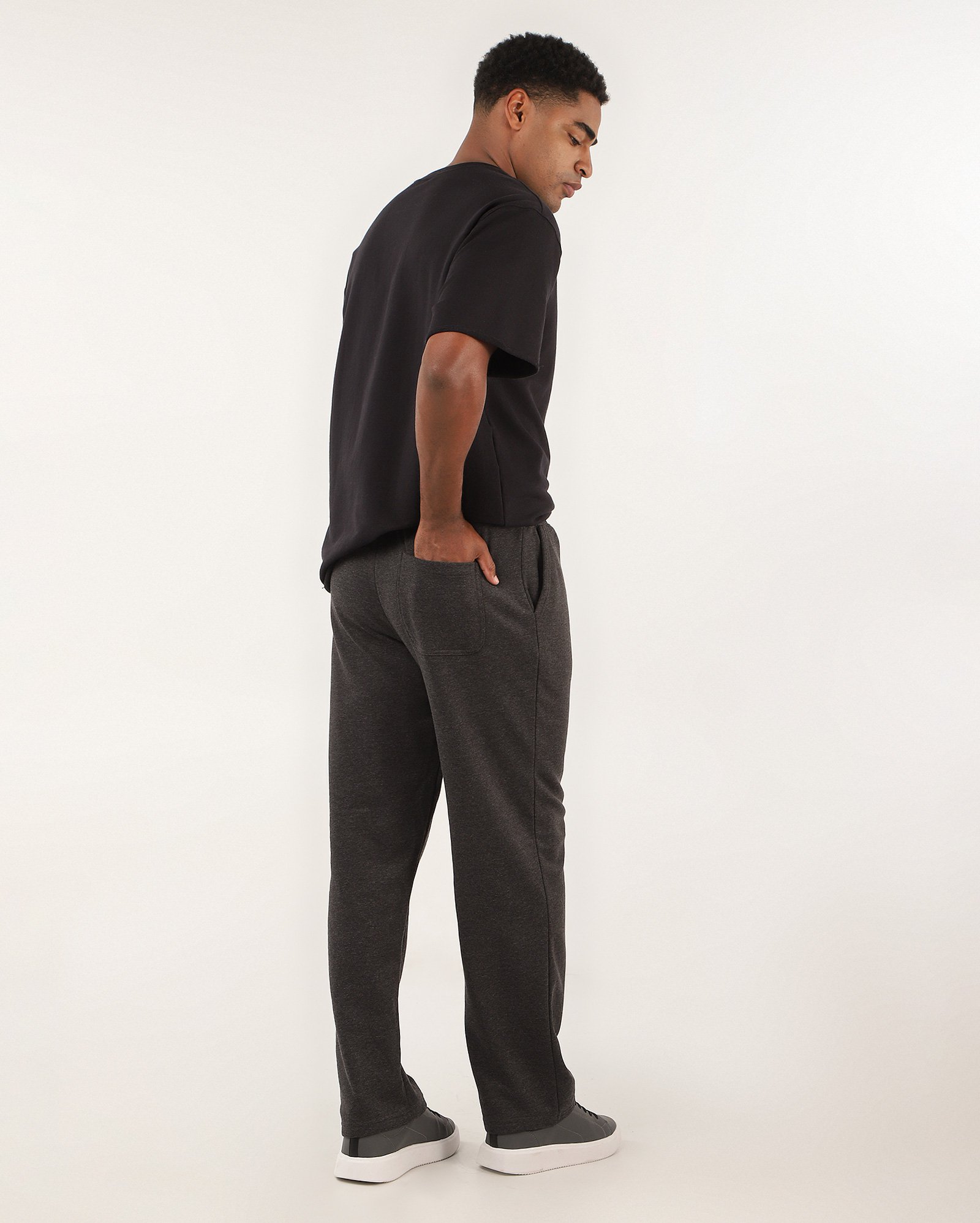 Calça de moletom masculina reta com felpa cós elástico cinza | Pool Basics