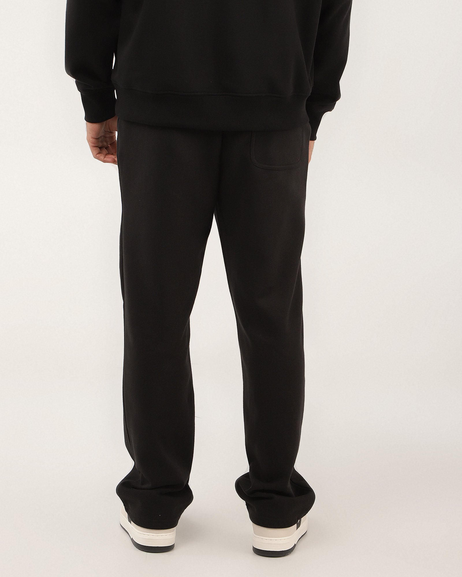 Calça de moletom masculina reta com felpa cós elástico preta | Pool Basics