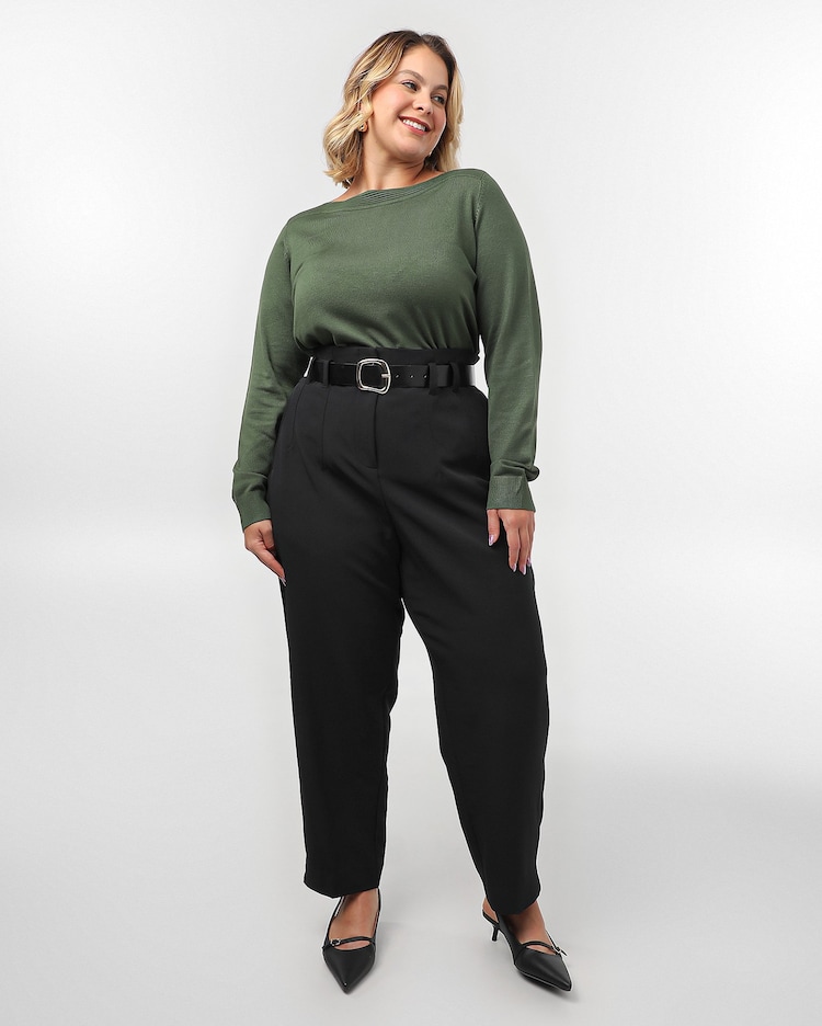 Riachuelo Blusa plus size feminina alongada lisa de tricot