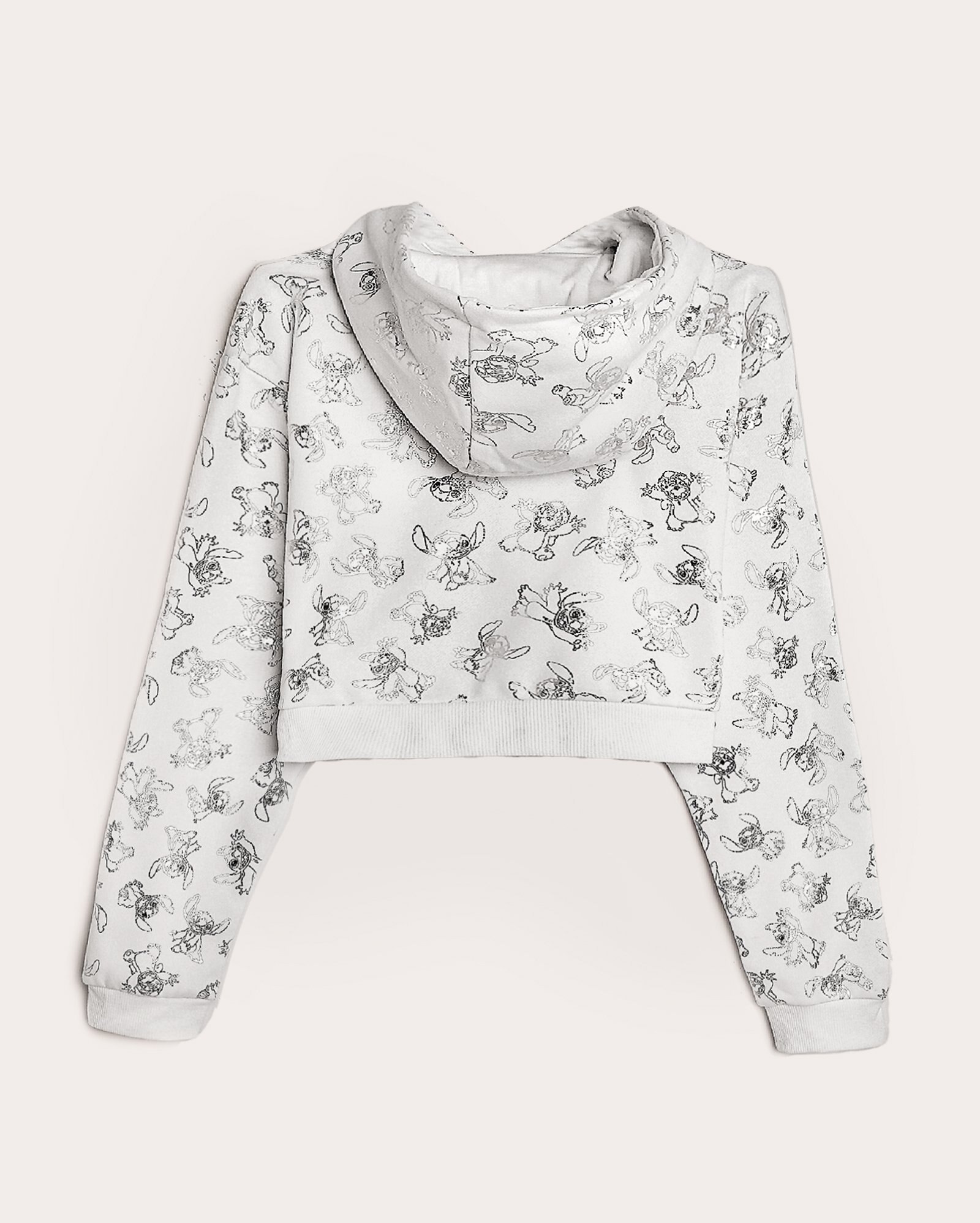 Blusa de moletom cropped juvenil Stitch com capuz branca | Disney
