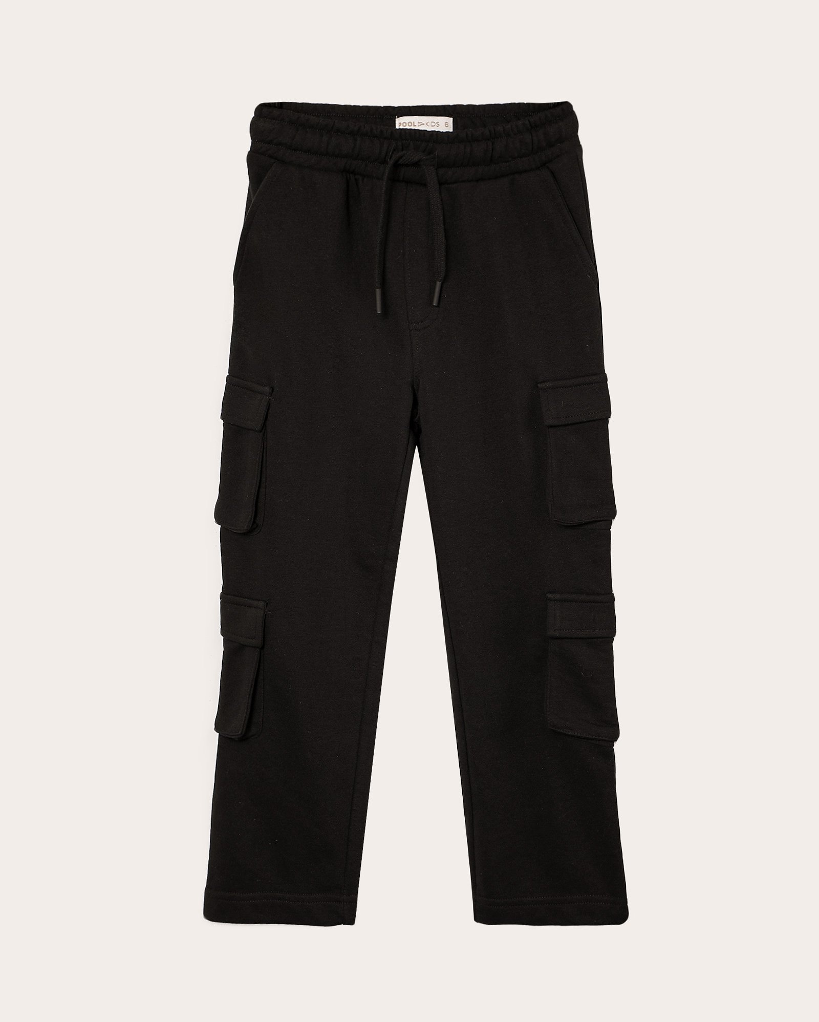 Calça de moletom infantil com bolsos cargo 4-10A preta