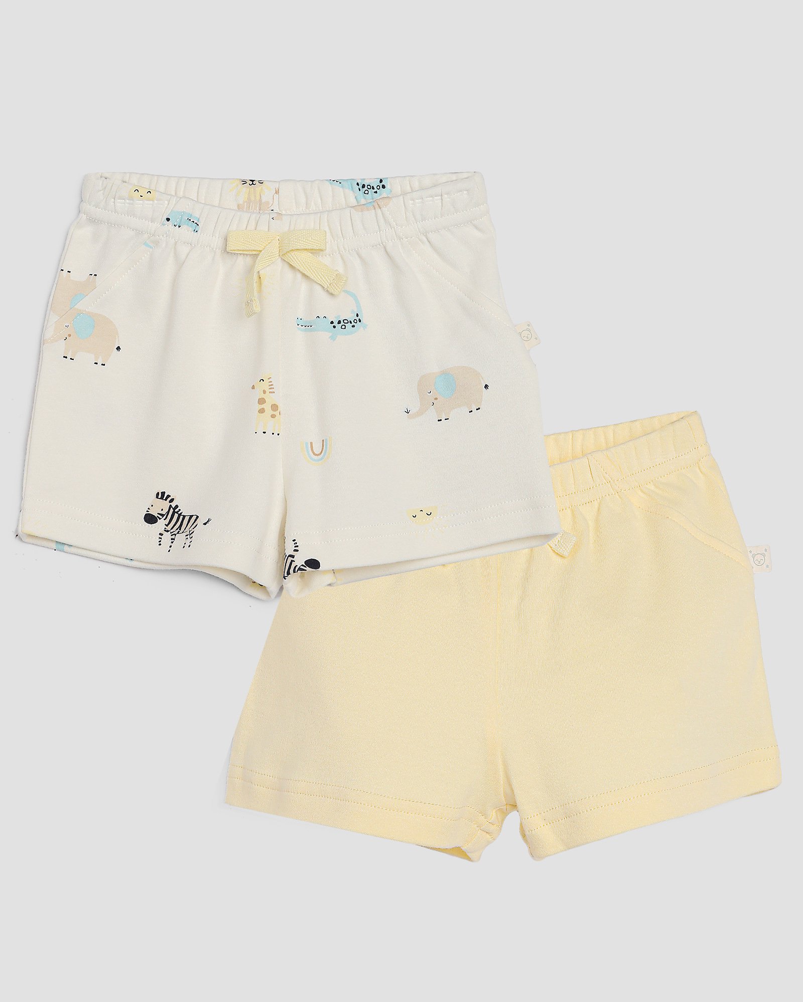 Kit short bebê 2 peças com elástico bichinhos multicor | Baby Way