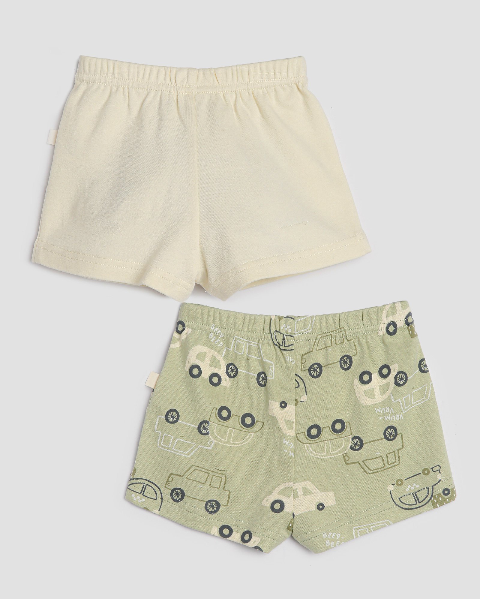 Kit short bebê 2 peças com elástico carrinhos multicor | Baby Way