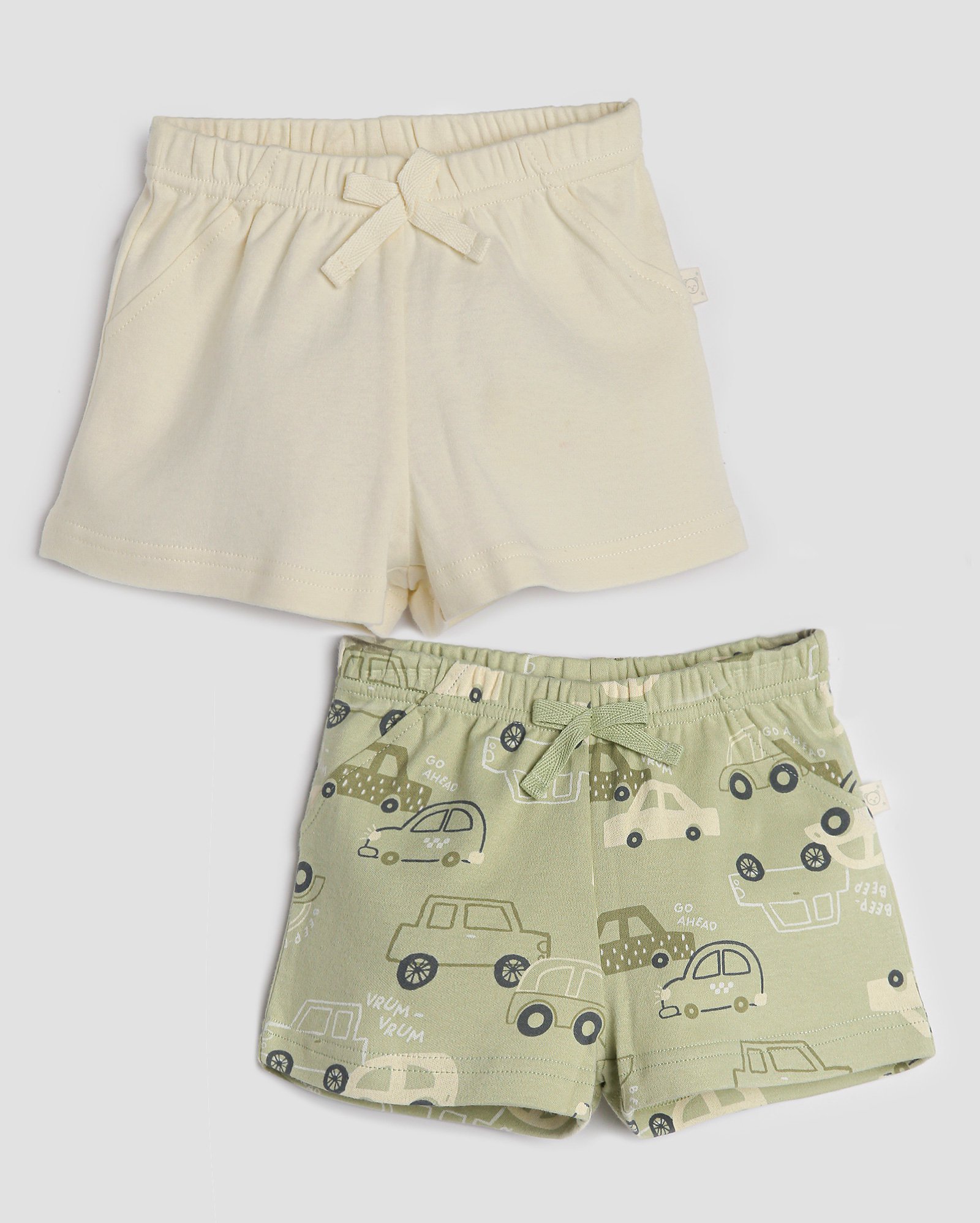 Kit short bebê 2 peças com elástico carrinhos multicor | Baby Way