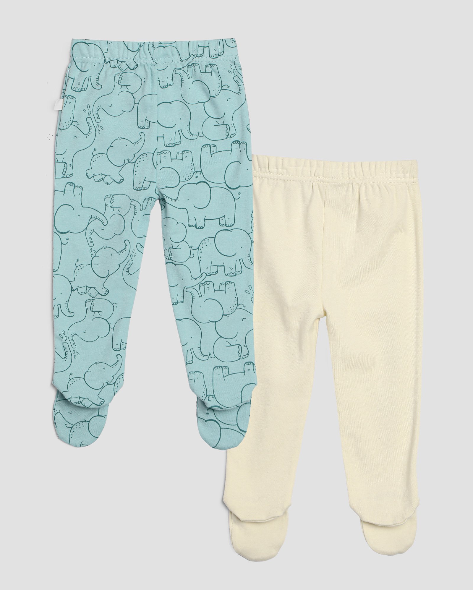 Kit calça bebê 2 peças com elástico elefantes multicor | Baby Way