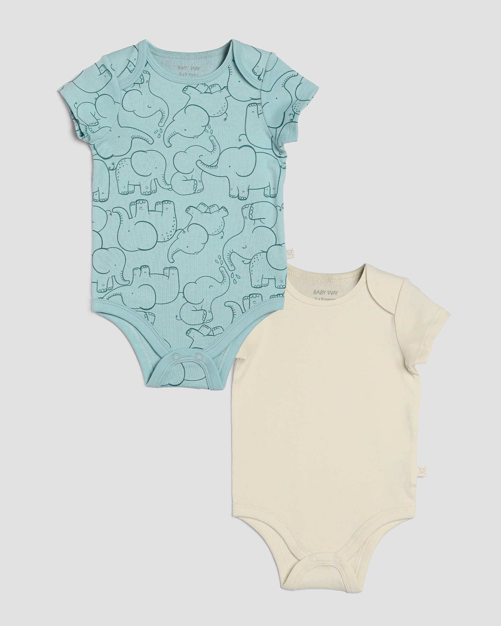 Kit body bebê 2 peças manga curta elefante multicor | Baby Way