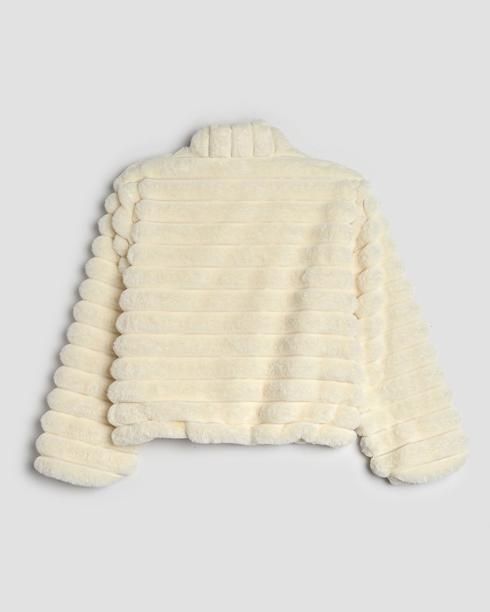 Jaqueta juvenil peluciada gola alta texturizada off-white | Pool