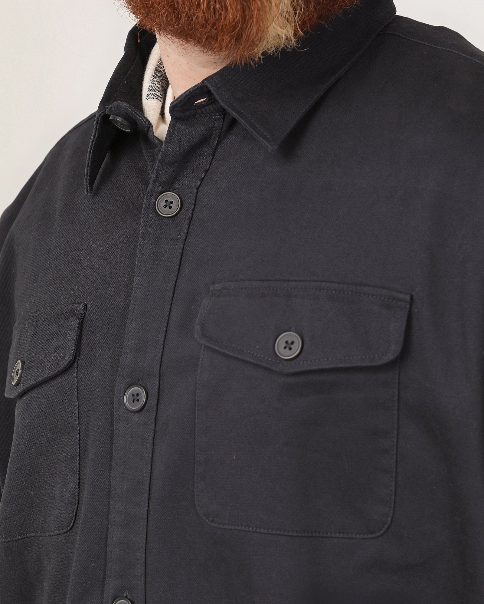 Overshirt plus size masculina bolsos frontais - Azul Escuro — foto 7