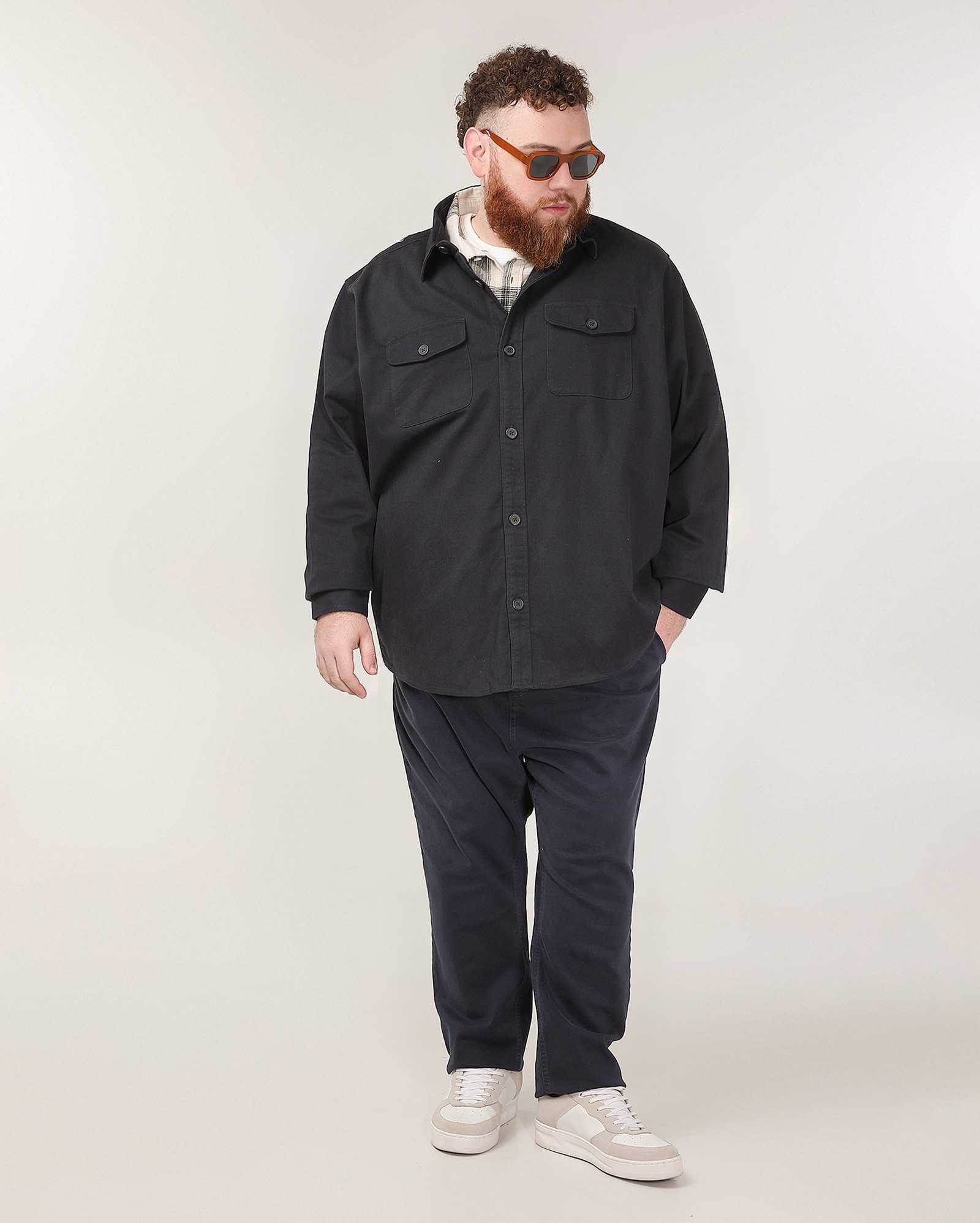 Overshirt plus size masculina bolsos frontais - Azul Escuro — foto 5