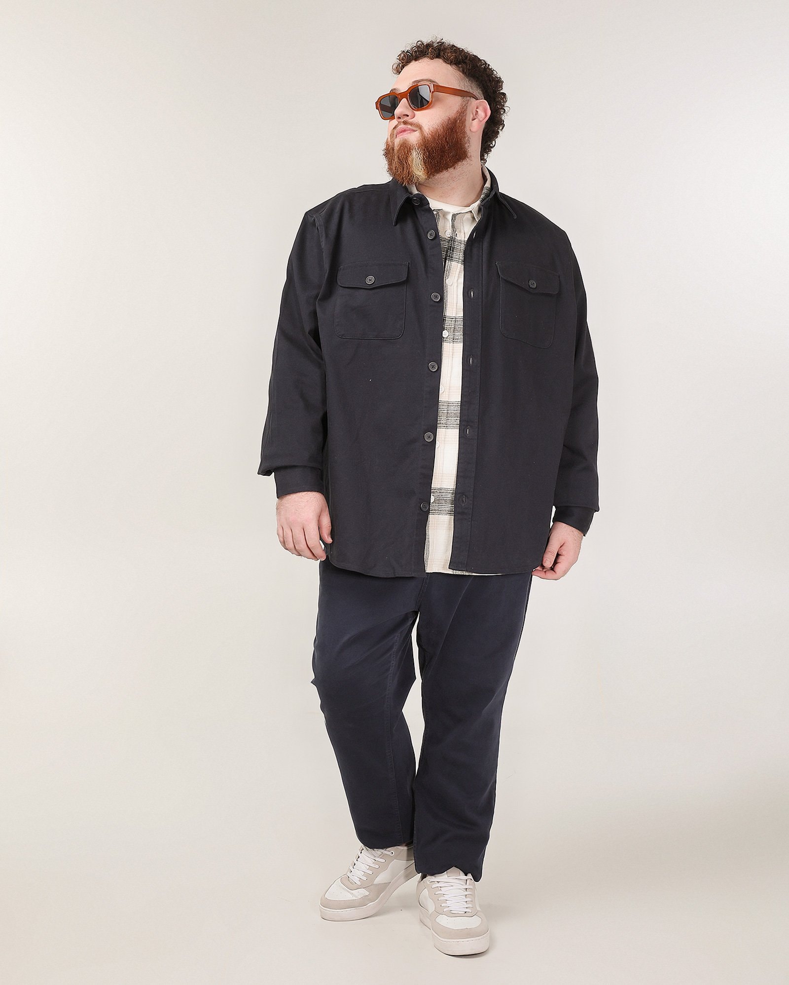 Overshirt plus size masculina bolsos frontais - Azul Escuro — foto 4