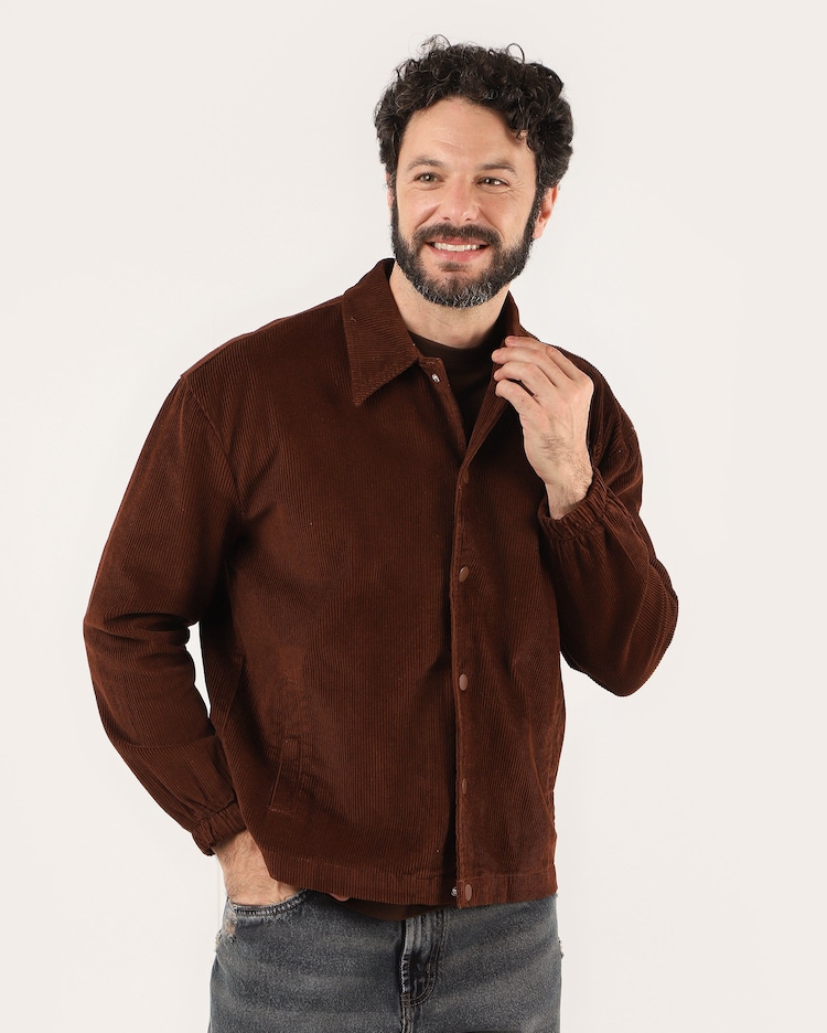 Riachuelo Jaqueta masculina em veludo cotelê marrom Pool