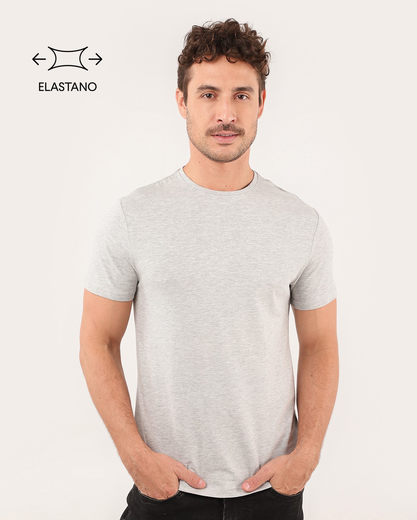 Camiseta masculina Essencial Slim cinza