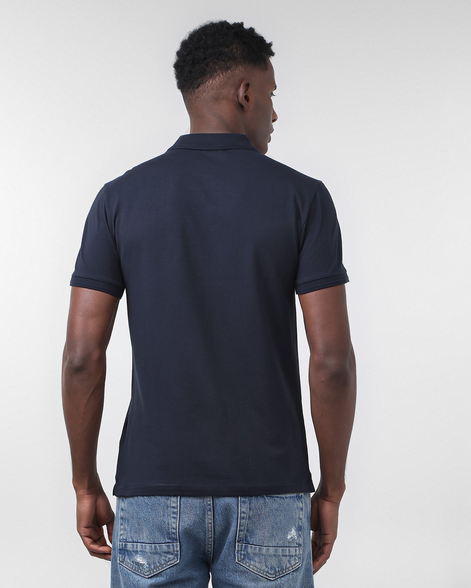 Camisa polo masculina slim com elastano - Azul Escuro | Pool Basics