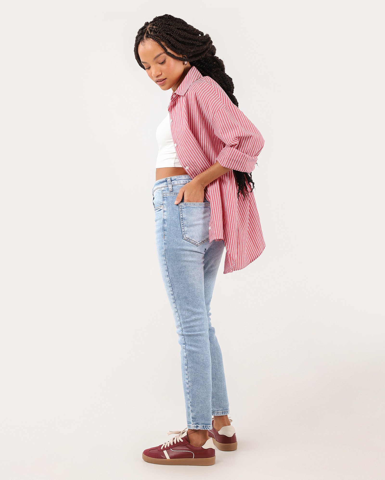Calça jeans feminina skinny cintura alta estonada - Jeans Claro | Pool Jeans