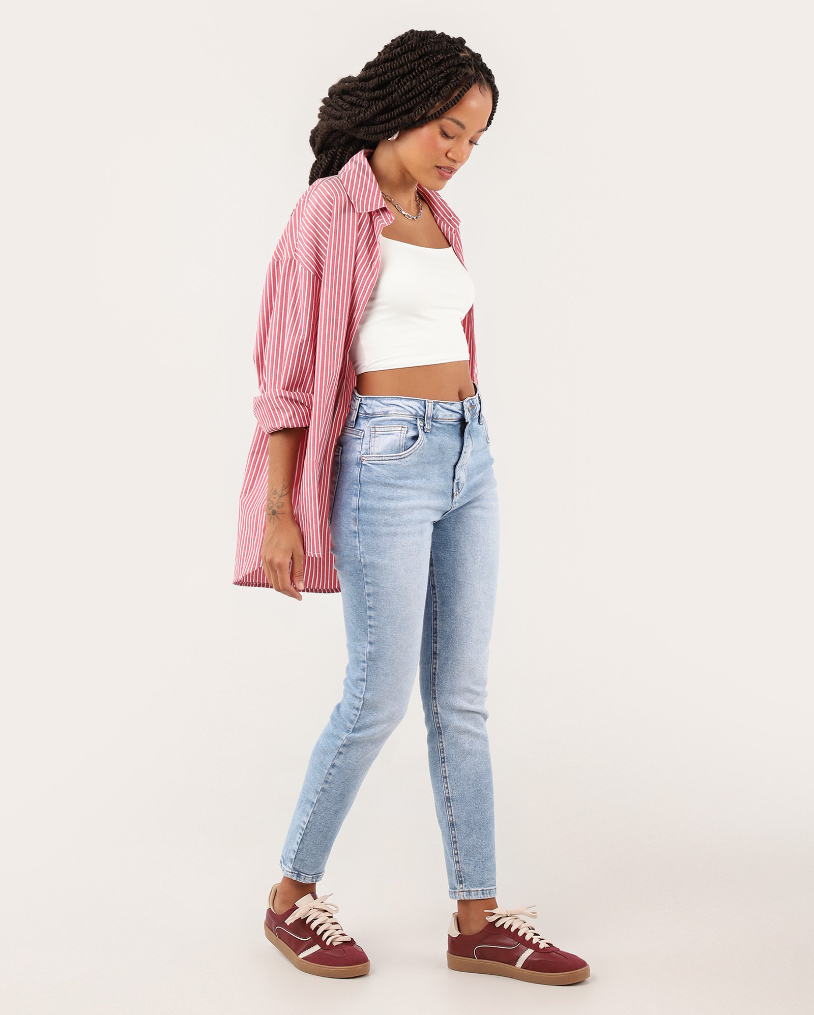 Calça jeans feminina skinny cintura alta estonada - Jeans Claro | Pool Jeans