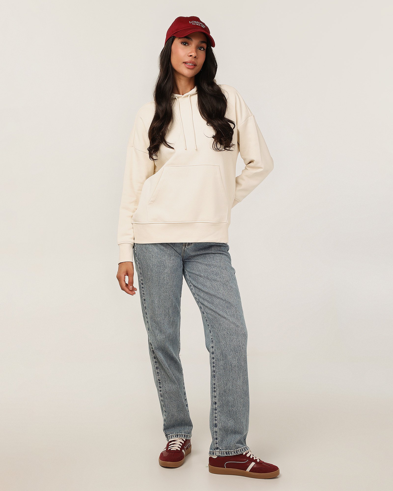 Blusa de moletom feminina canguru com felpa e capuz lisa - Bege Claro | Pool Basics