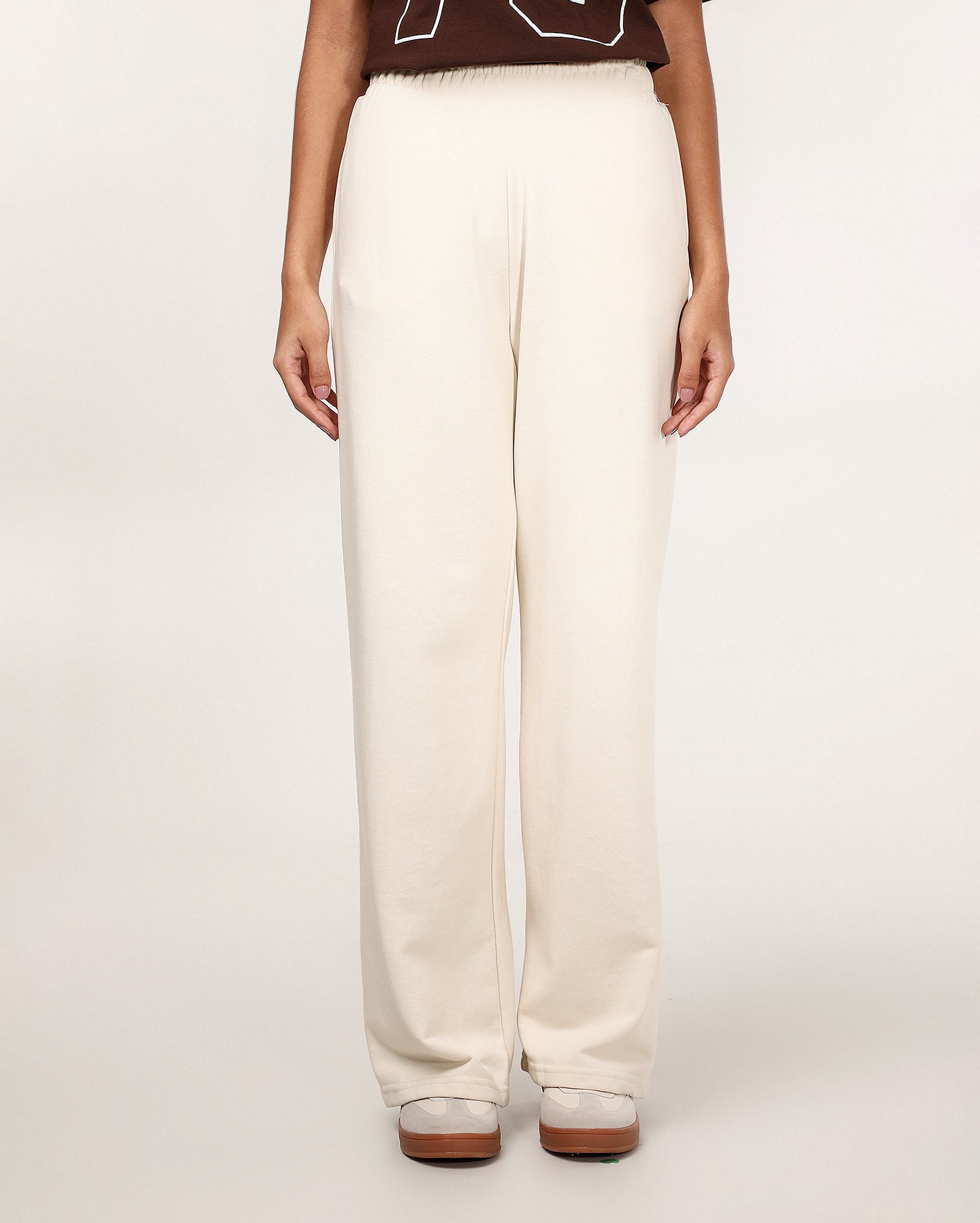 Calça de moletom feminina pantalona clássica - Bege Claro | Pool Basics